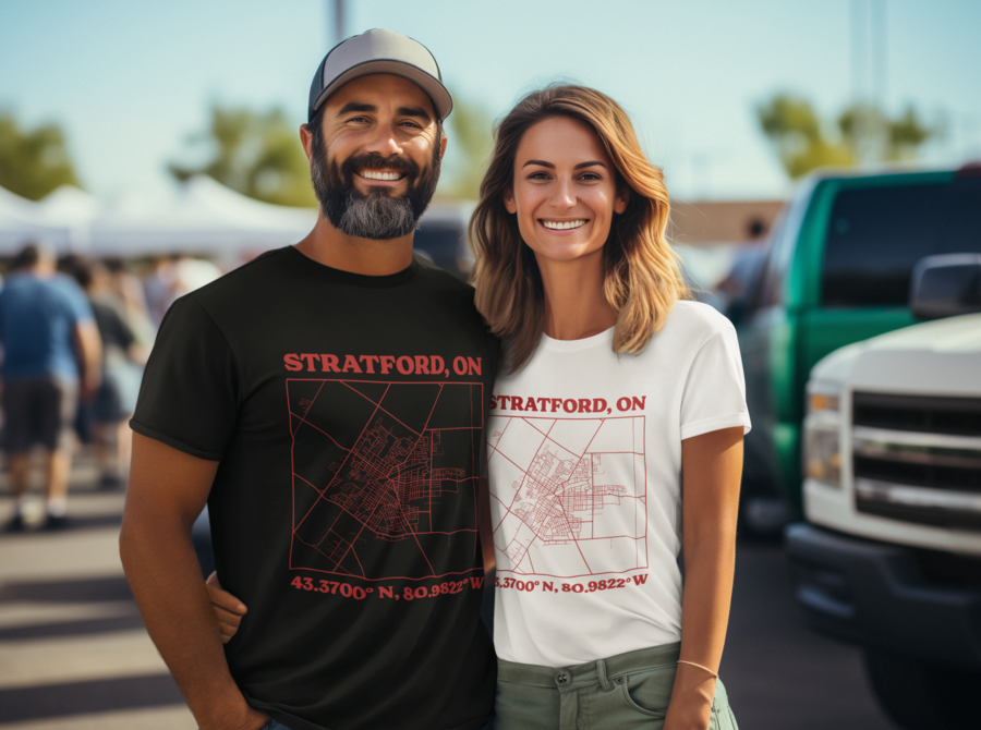Stratford, Ontario Map T-Shirt Stratford, Ontario Map T-Shirt