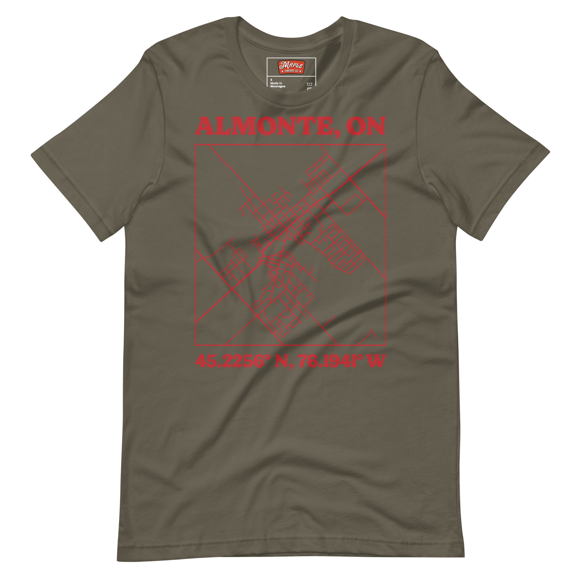 Unisex Almonte, Ontario Map T-Shirt - Image 6