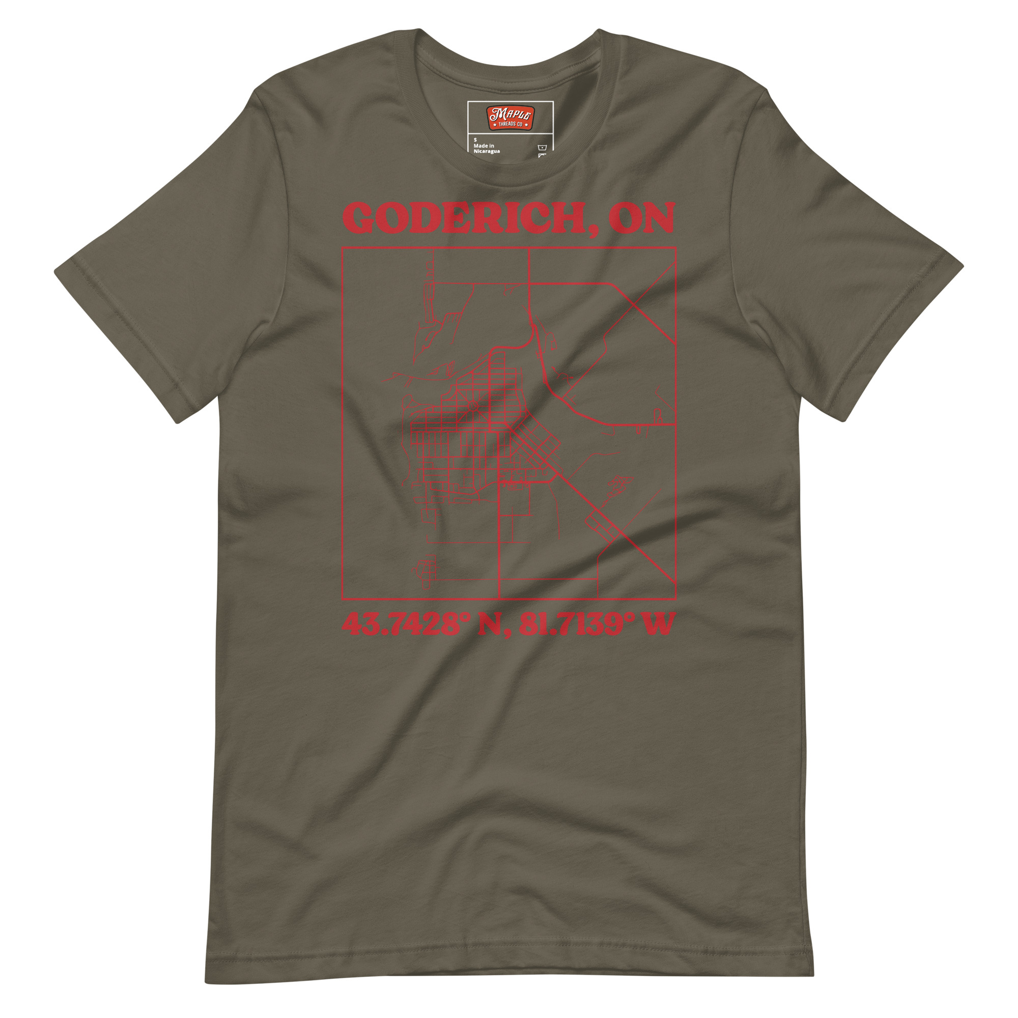 Unisex Goderich, Ontario Map T-Shirt - Image 6