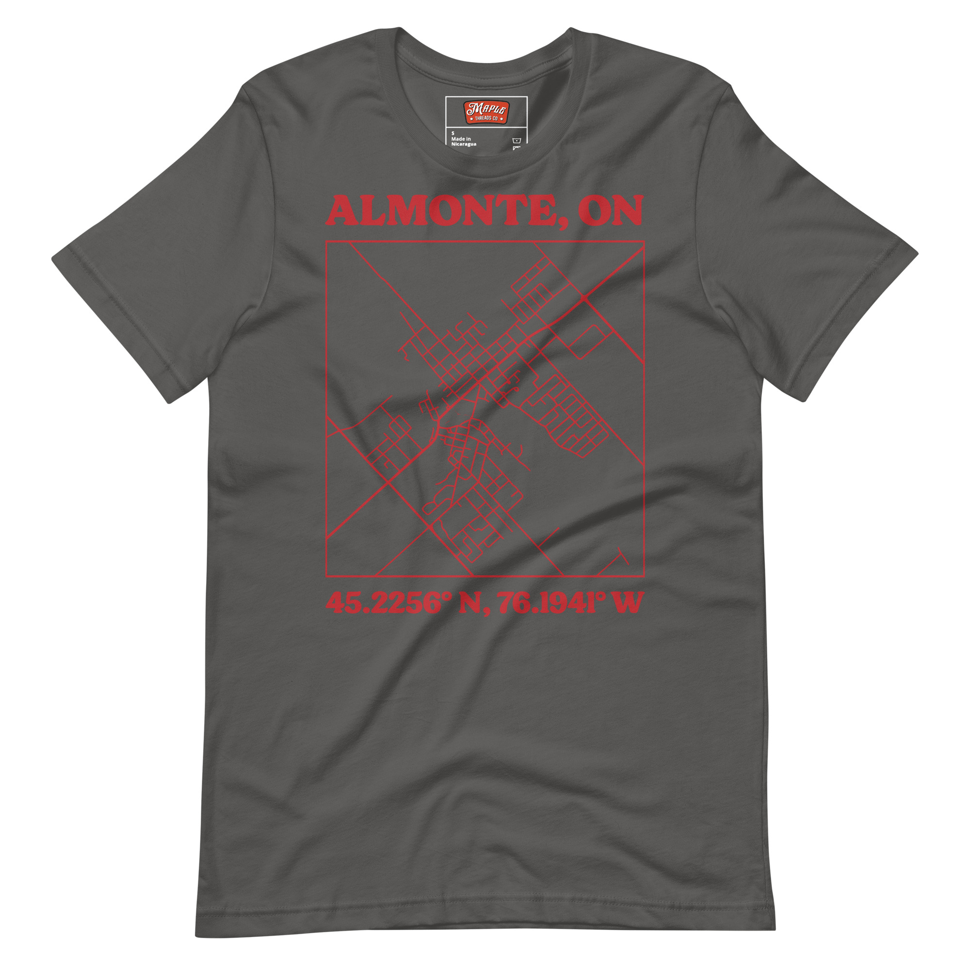 Unisex Almonte, Ontario Map T-Shirt - Image 5