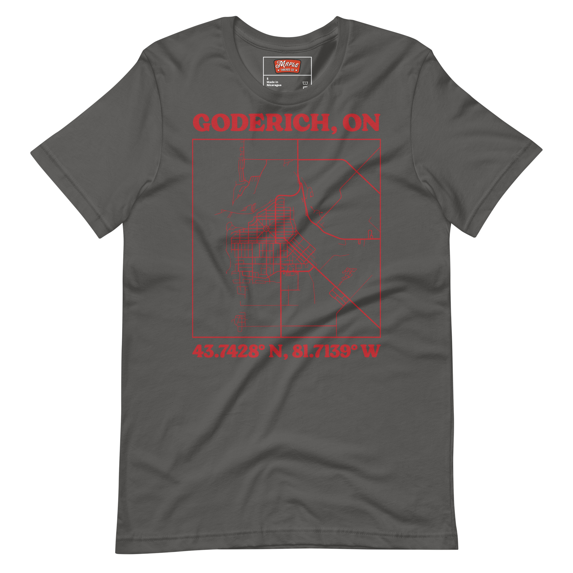 Unisex Goderich, Ontario Map T-Shirt - Image 5