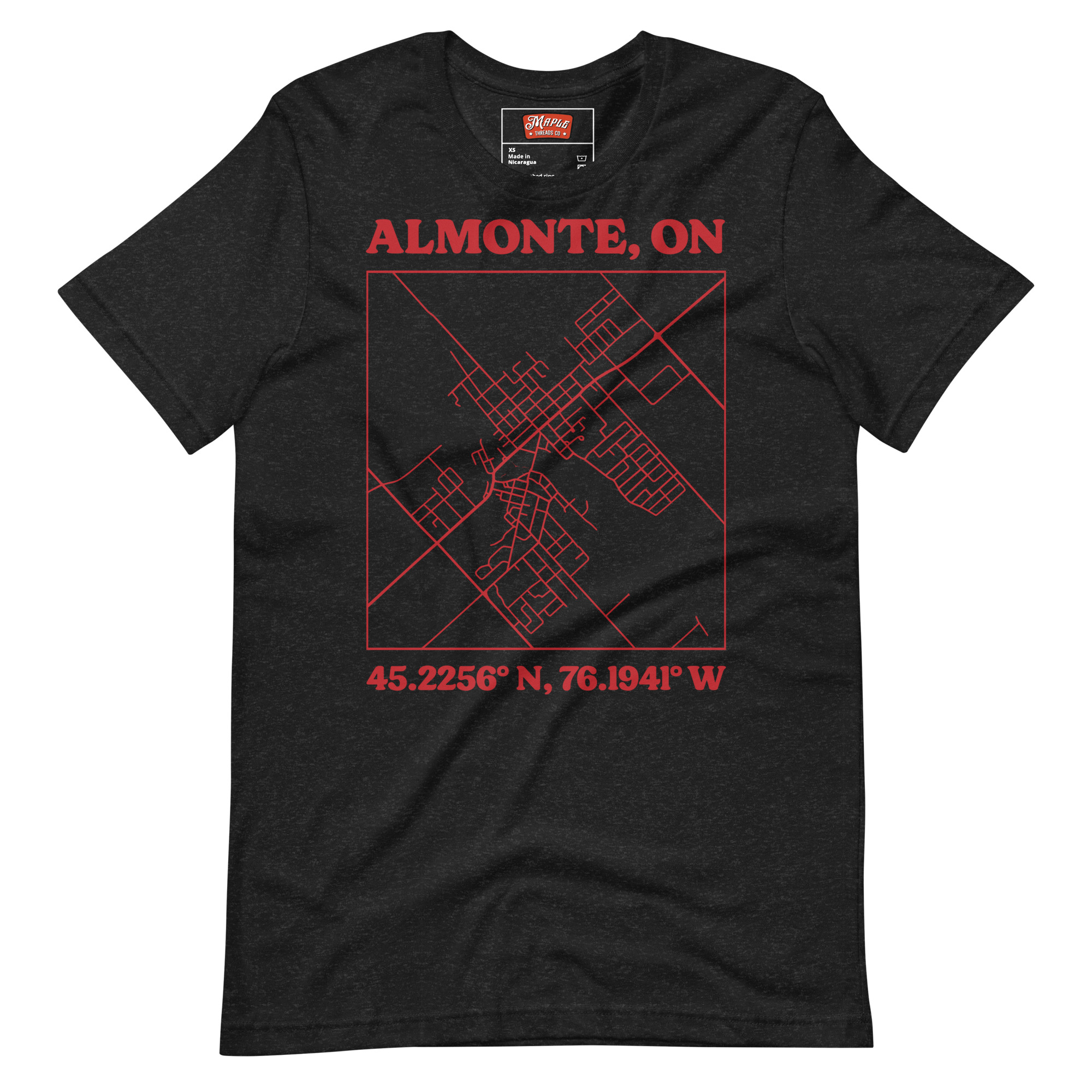 Unisex Almonte, Ontario Map T-Shirt - Image 2