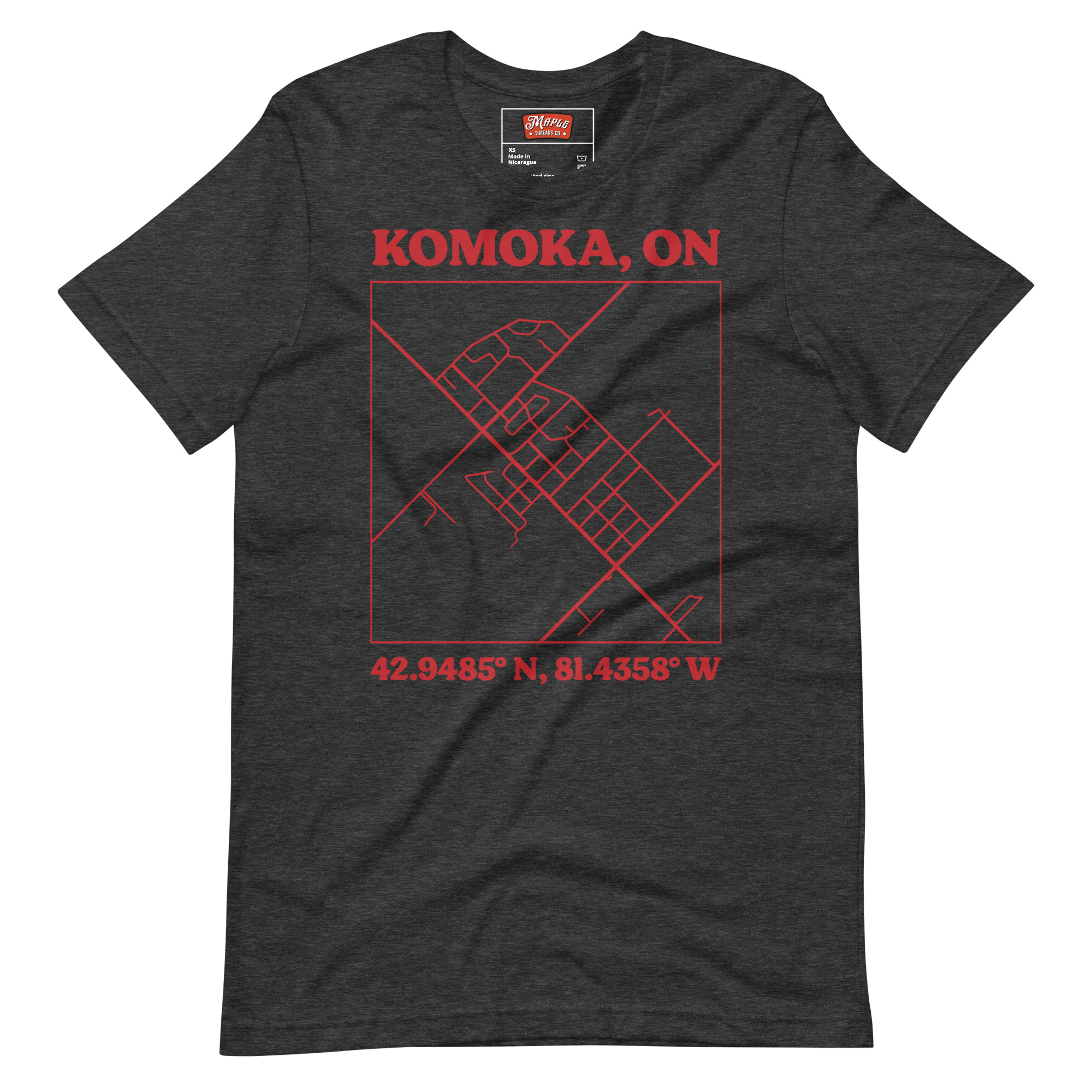 Unisex Komoka, Ontario Map T-Shirt - Image 5