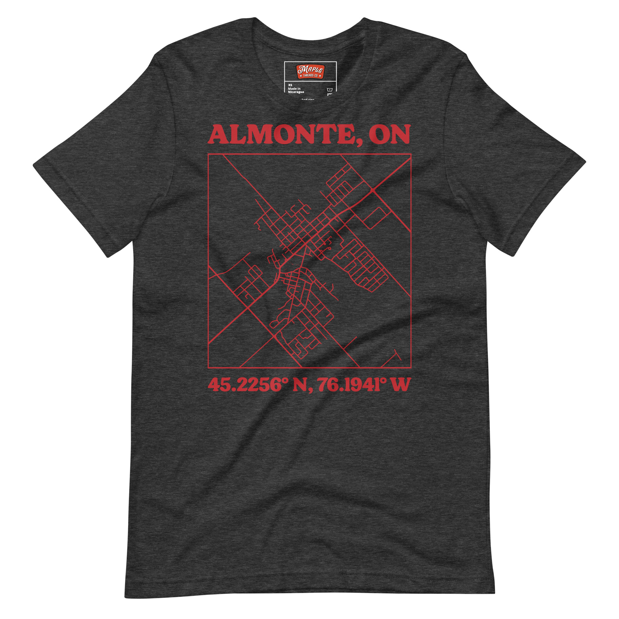 Unisex Almonte, Ontario Map T-Shirt - Image 4