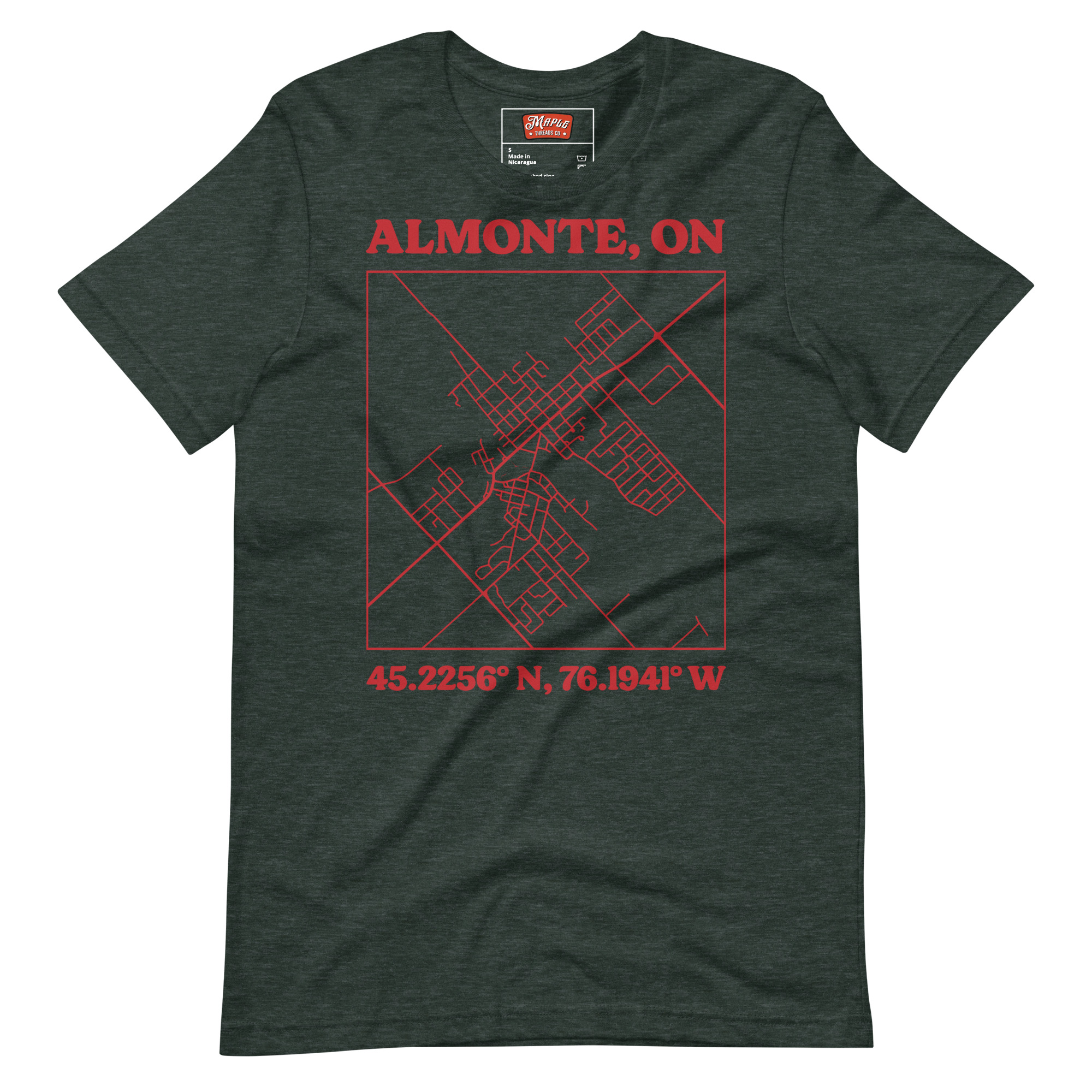 Unisex Almonte, Ontario Map T-Shirt - Image 3