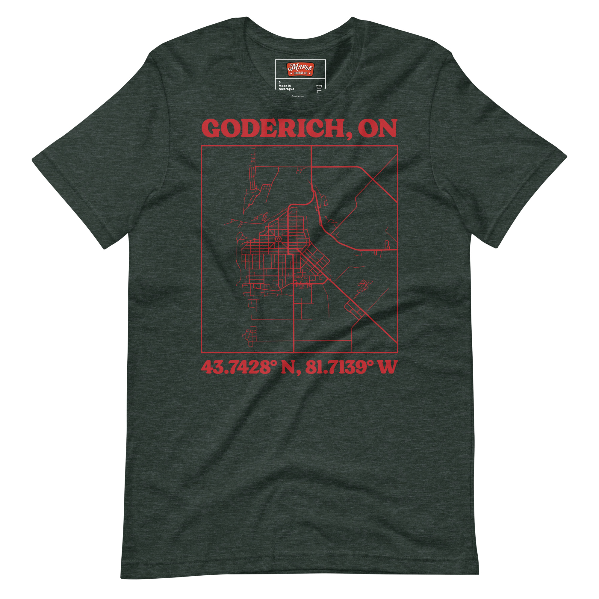 Unisex Goderich, Ontario Map T-Shirt - Image 4