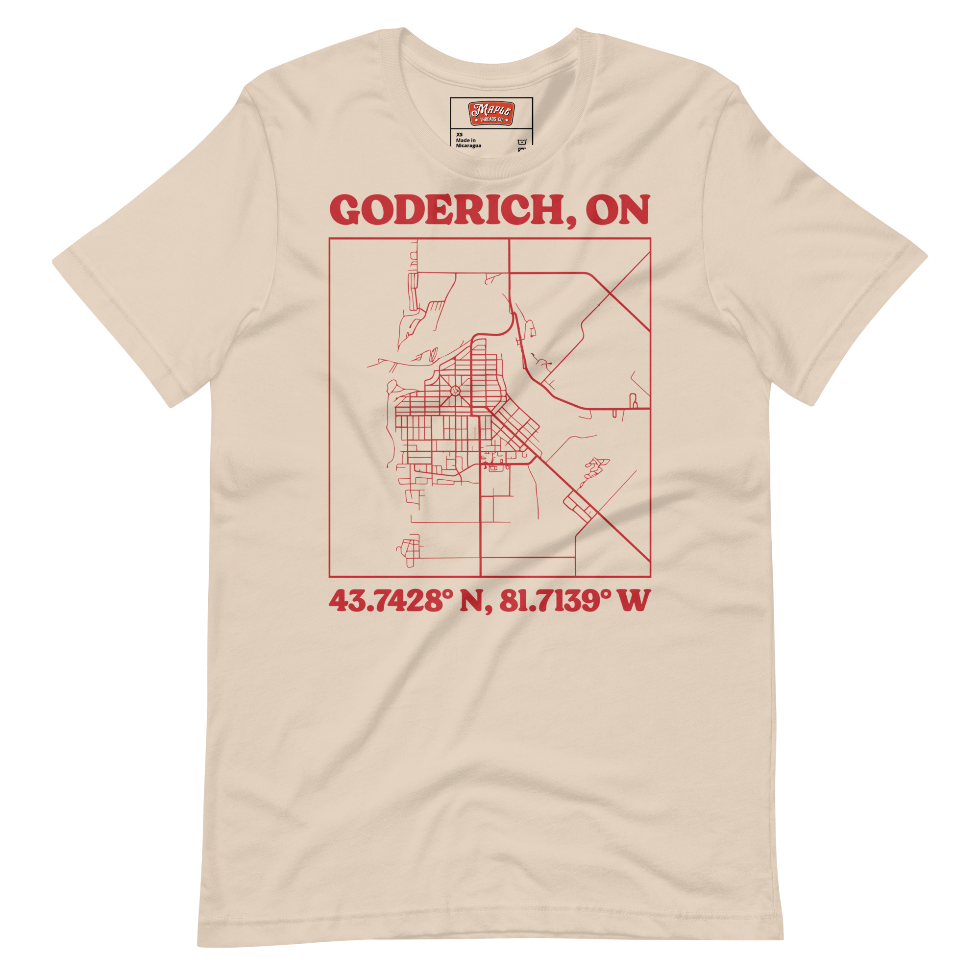 Unisex Goderich, Ontario Map T-Shirt - Image 9