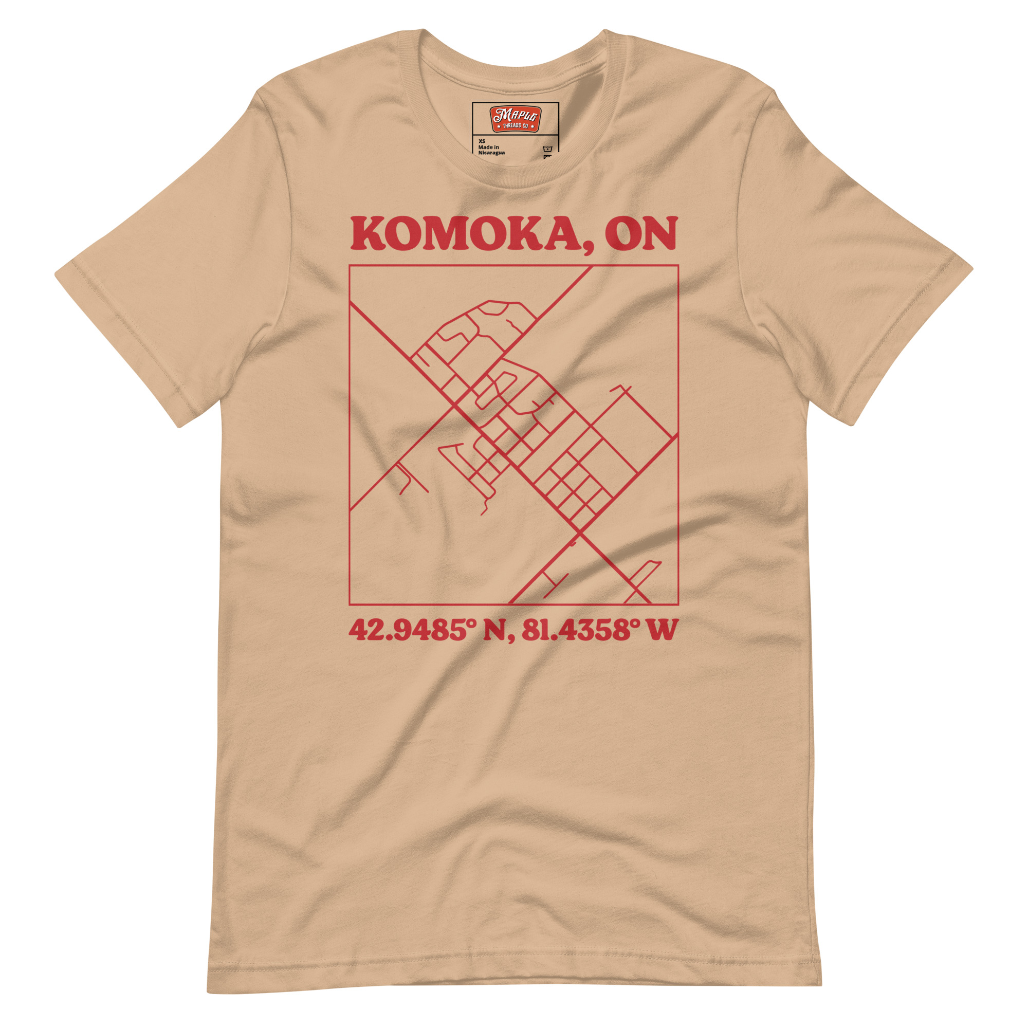 Unisex Komoka, Ontario Map T-Shirt