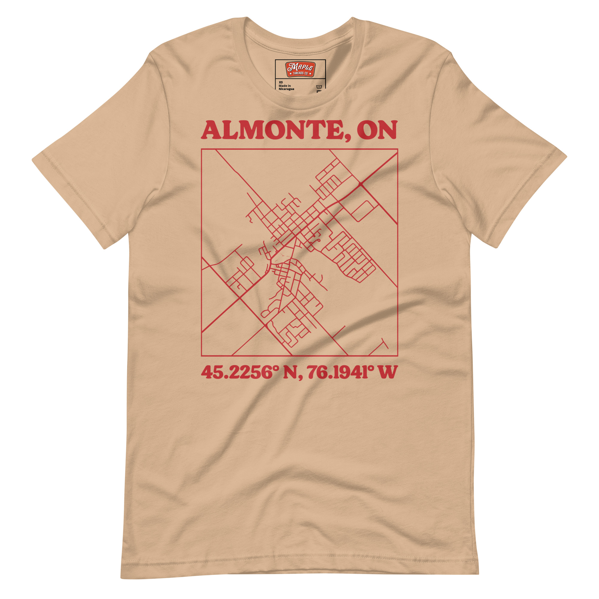 Unisex Almonte, Ontario Map T-Shirt - Image 7