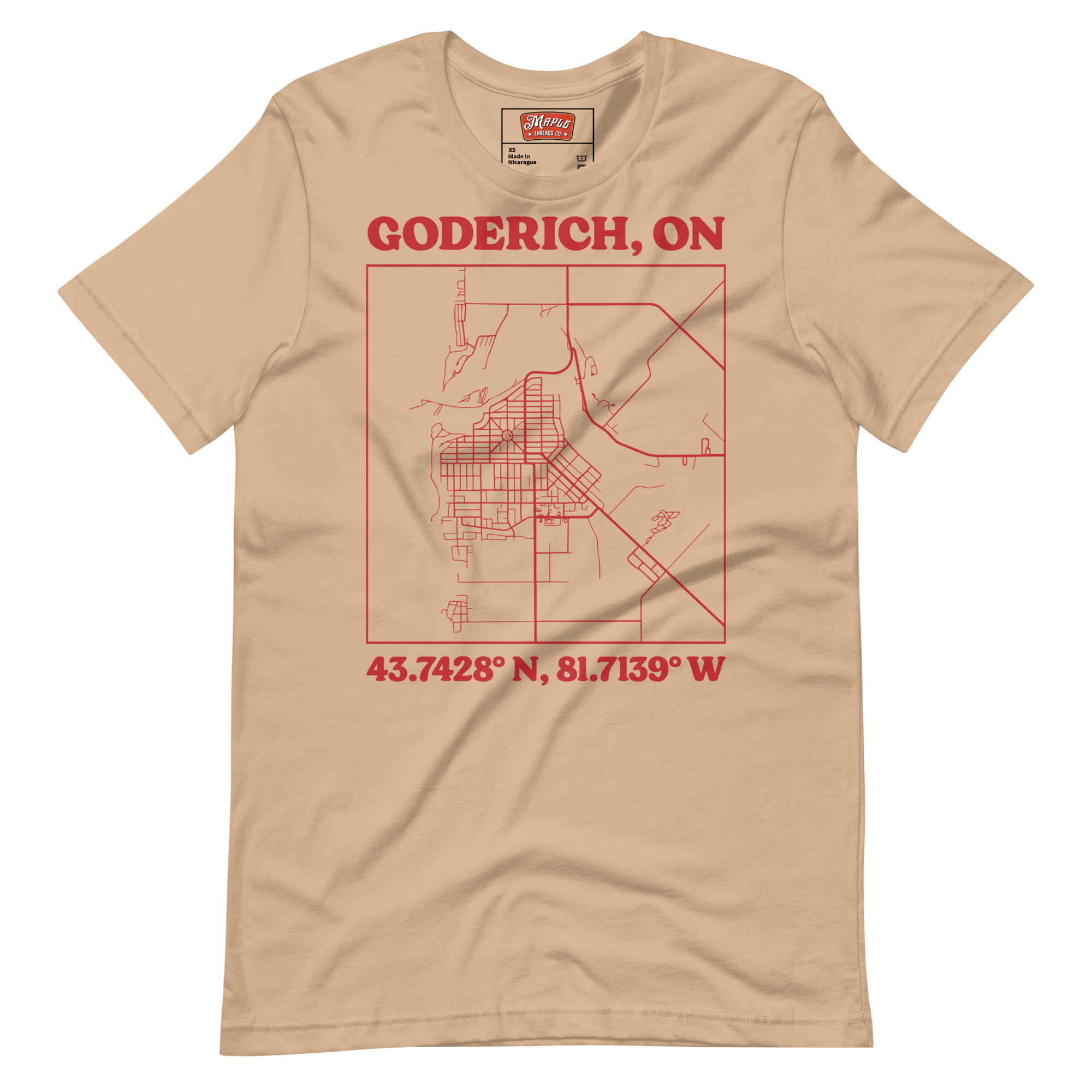 Unisex Goderich, Ontario Map T-Shirt - Image 7