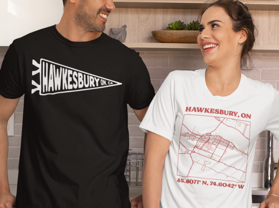 Hawkesbury, Ontario Map Flag T Shirt