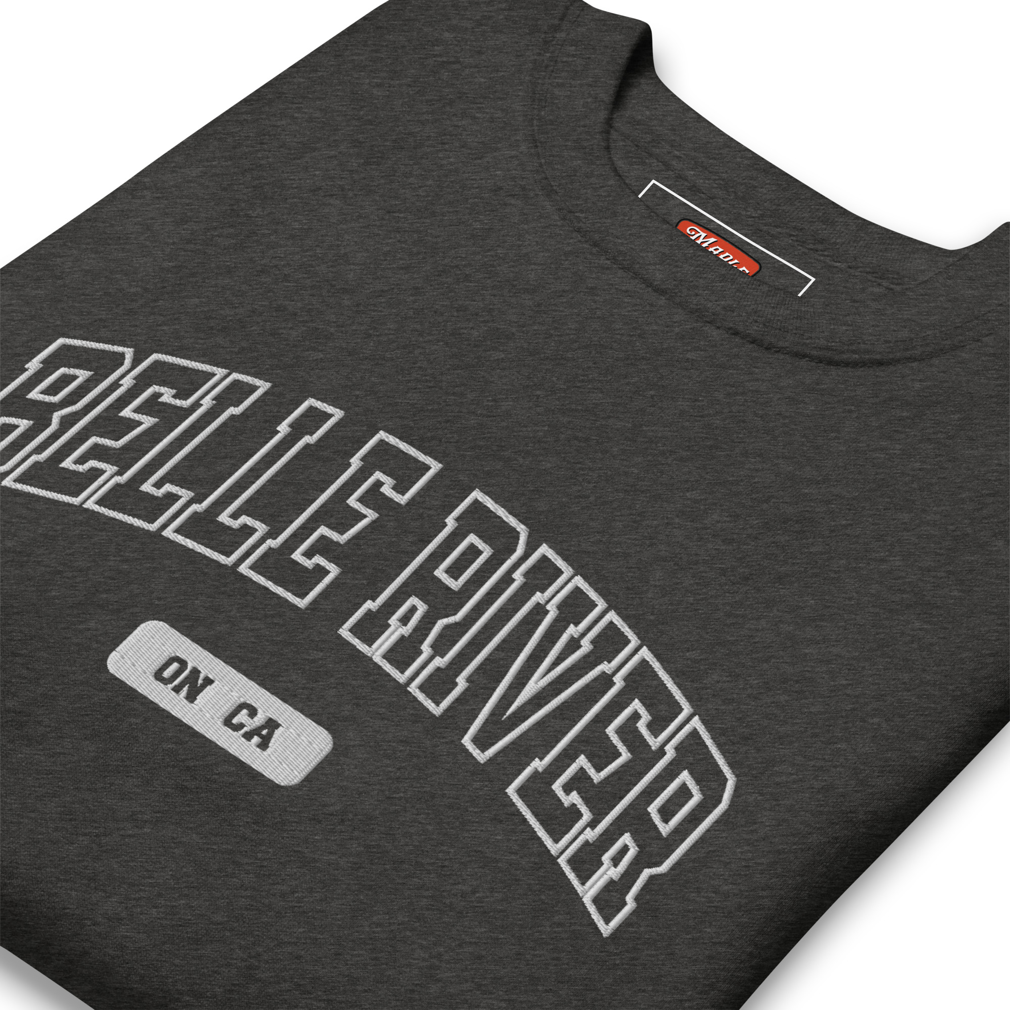 Unisex Belle River, Ontario Embroidered Premium Sweatshirt - Image 6