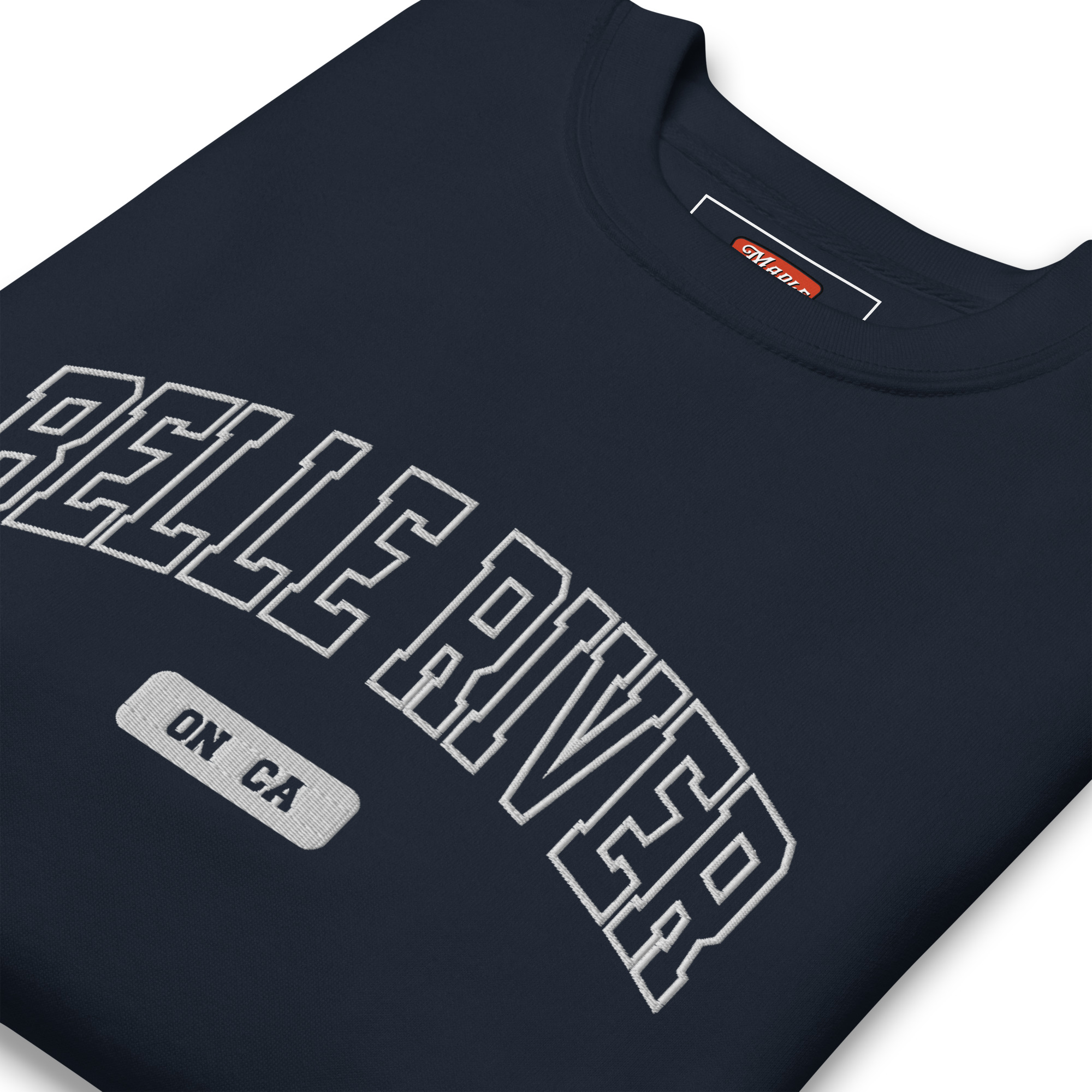 Unisex Belle River, Ontario Embroidered Premium Sweatshirt - Image 4