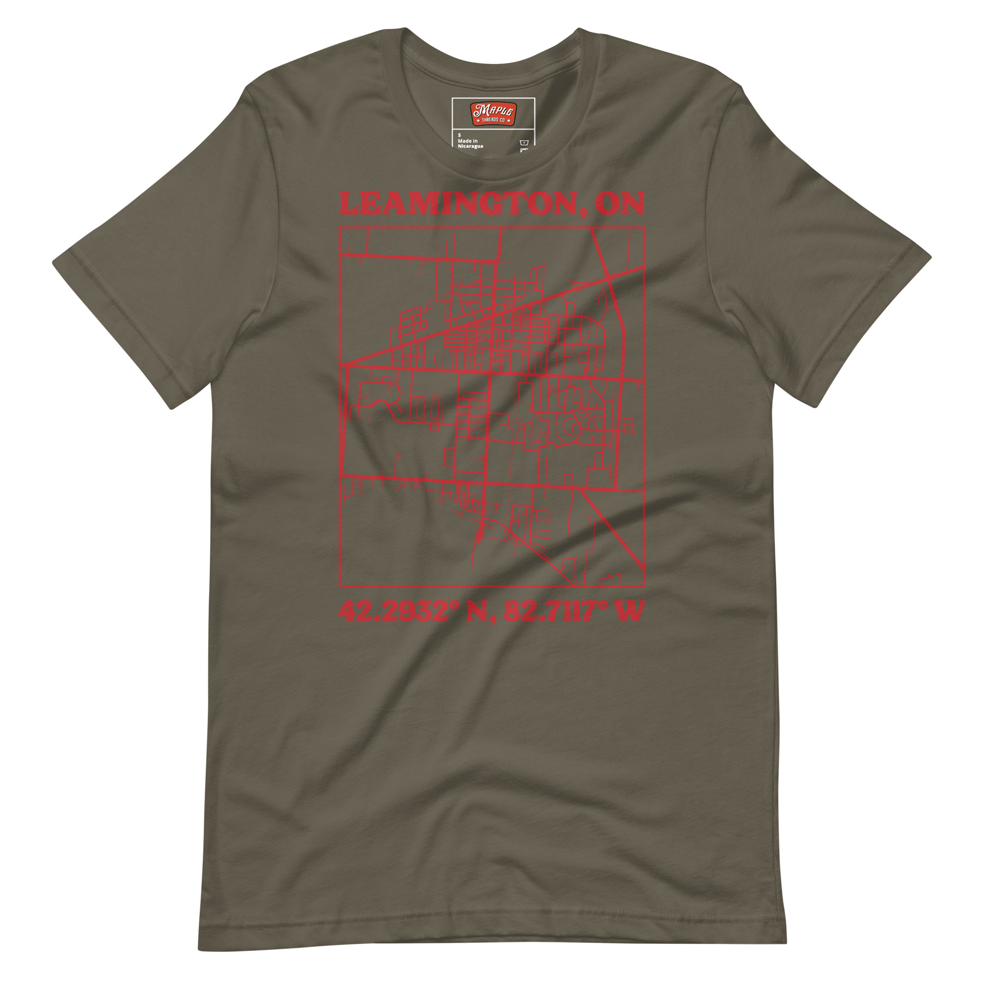 Unisex Leamington, Ontario Map T-Shirt - Image 7