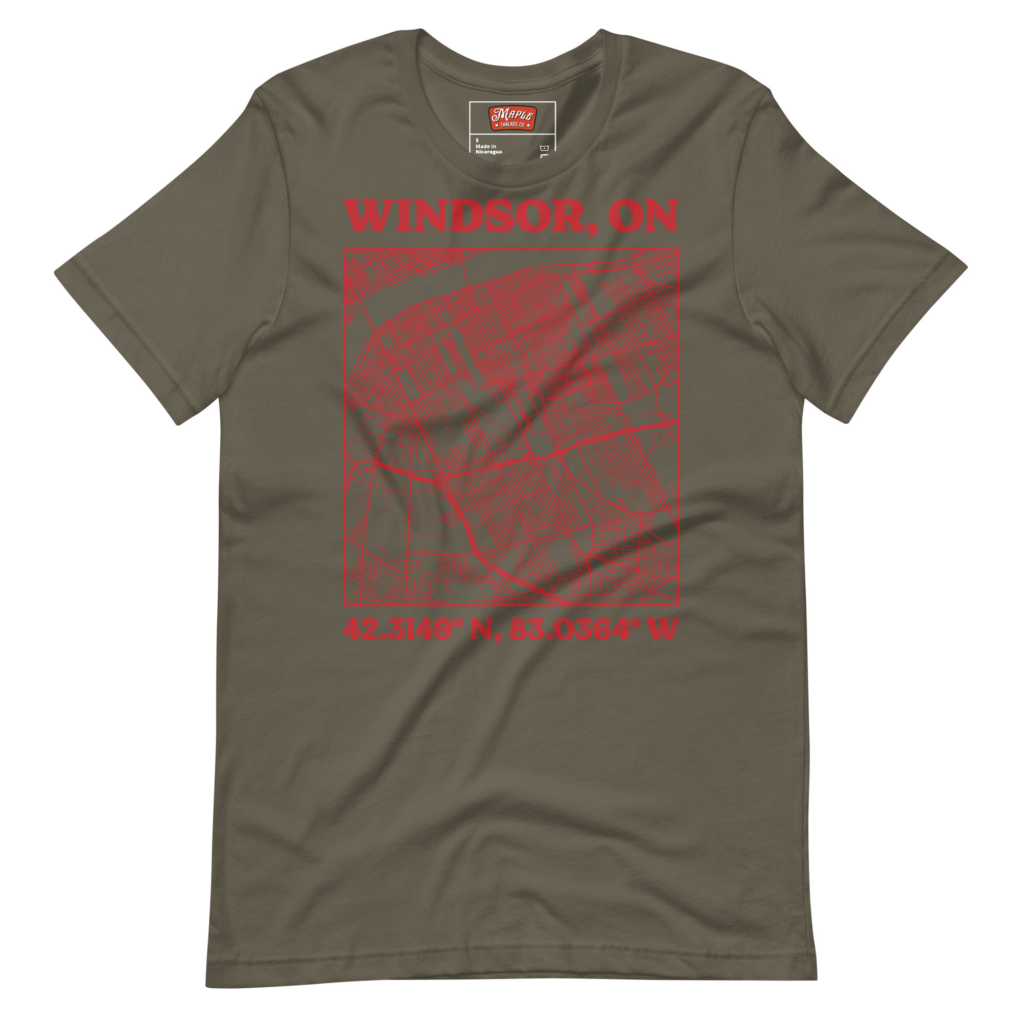 Unisex Windsor, Ontario Map T-Shirt - Image 7