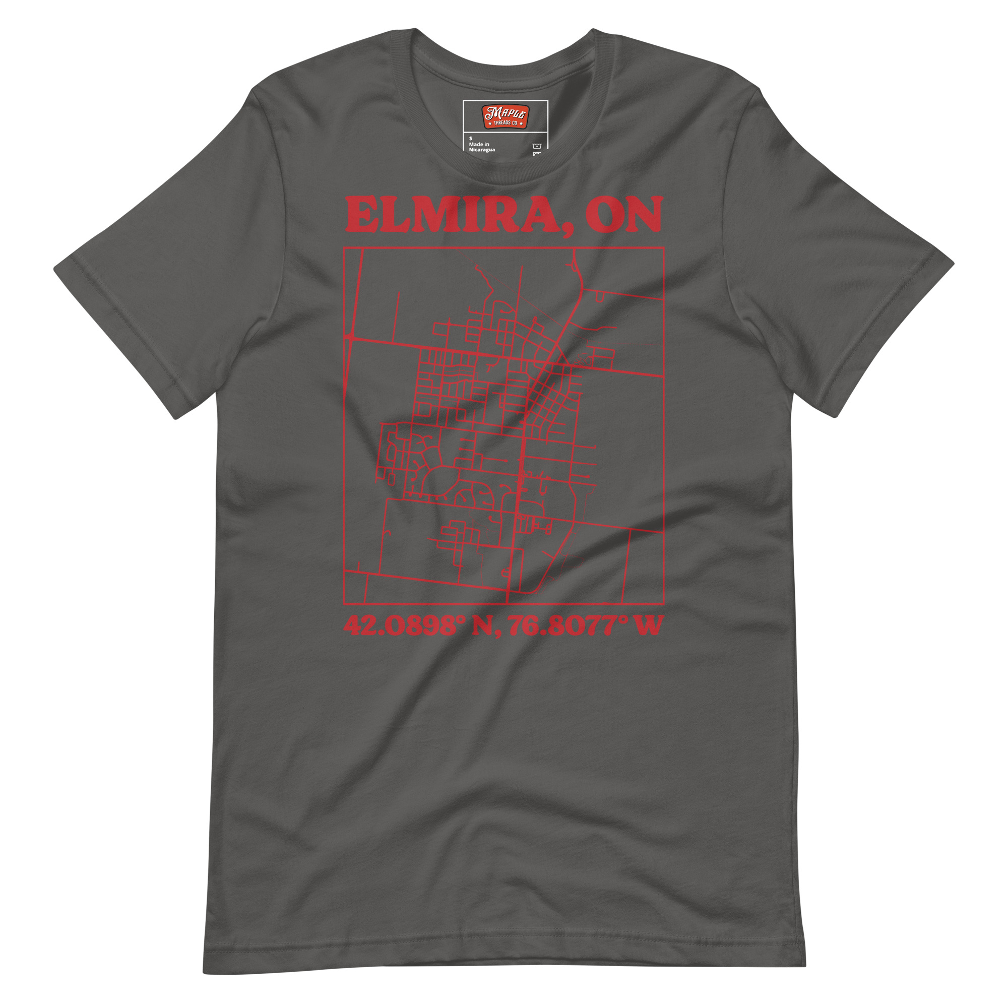 Unisex Elmira, Ontario Map T-Shirt - Image 5