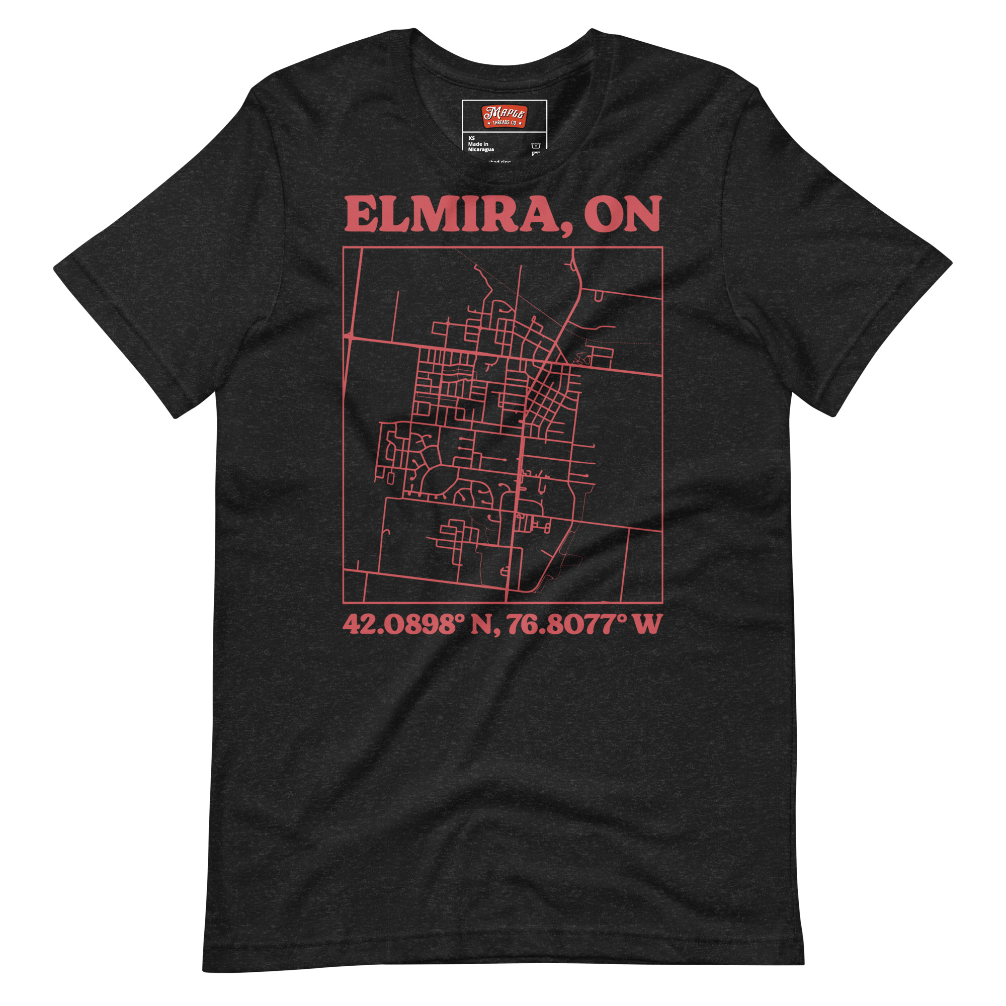 Unisex Elmira, Ontario Map T-Shirt - Image 2