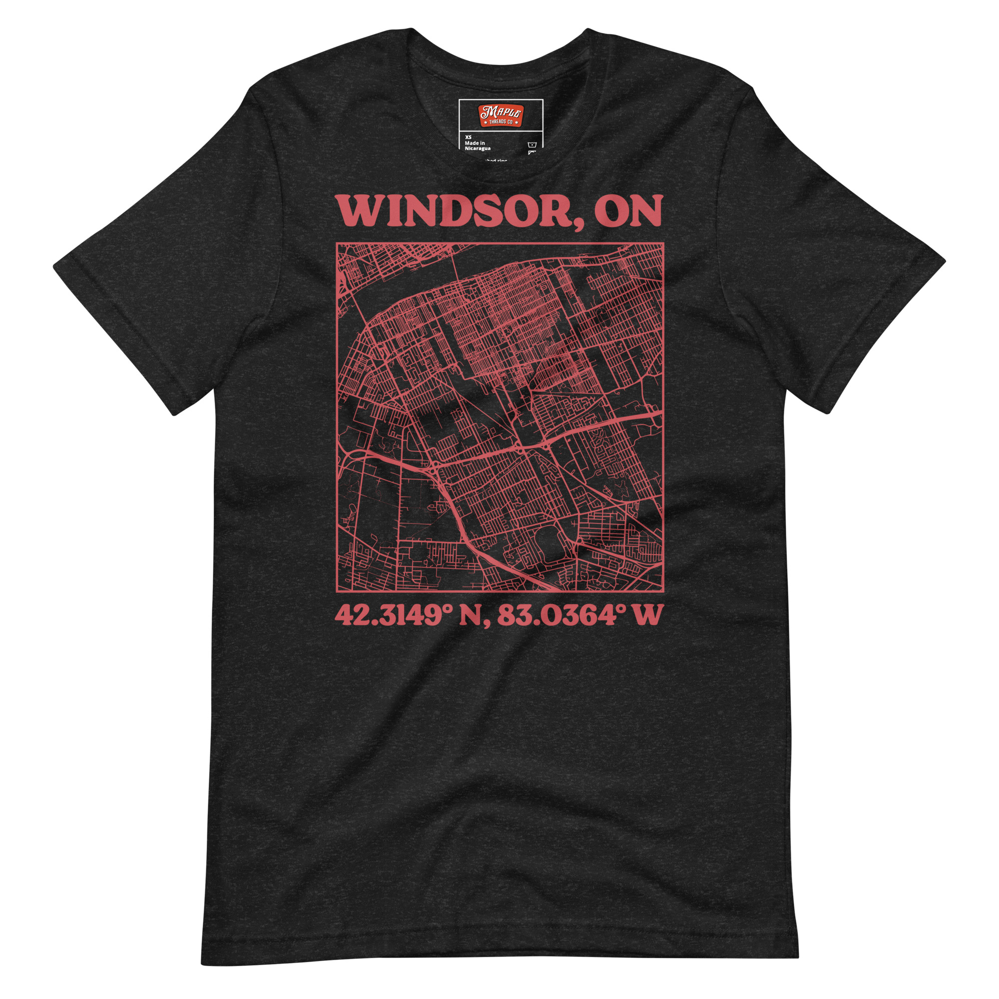 Unisex Windsor, Ontario Map T-Shirt - Image 2