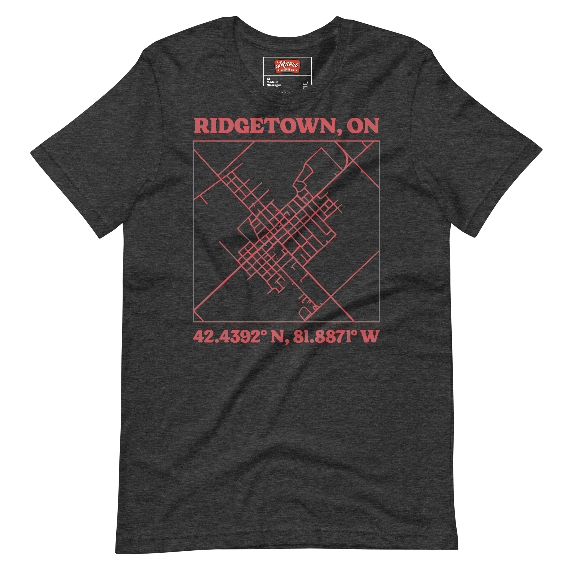 Unisex Ridgetown, Ontario Map T-Shirt - Image 5