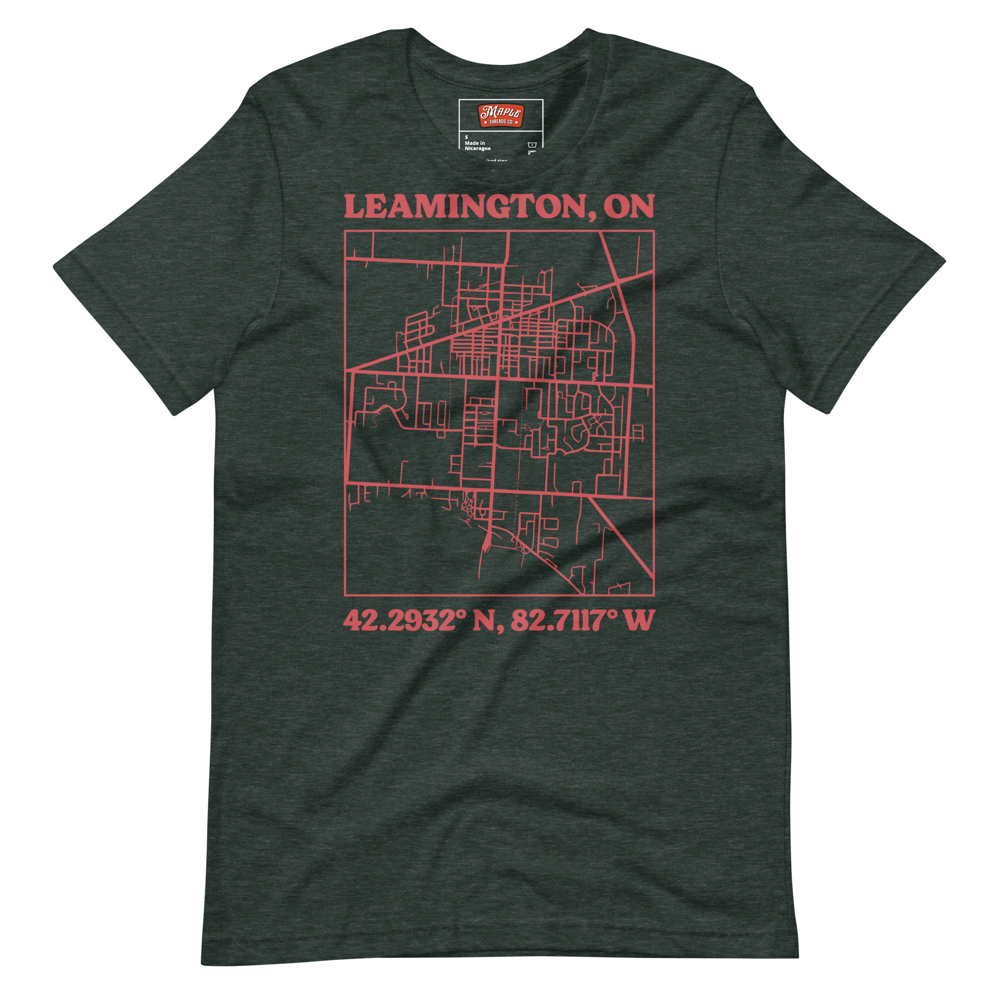 Unisex Leamington, Ontario Map T-Shirt - Image 4