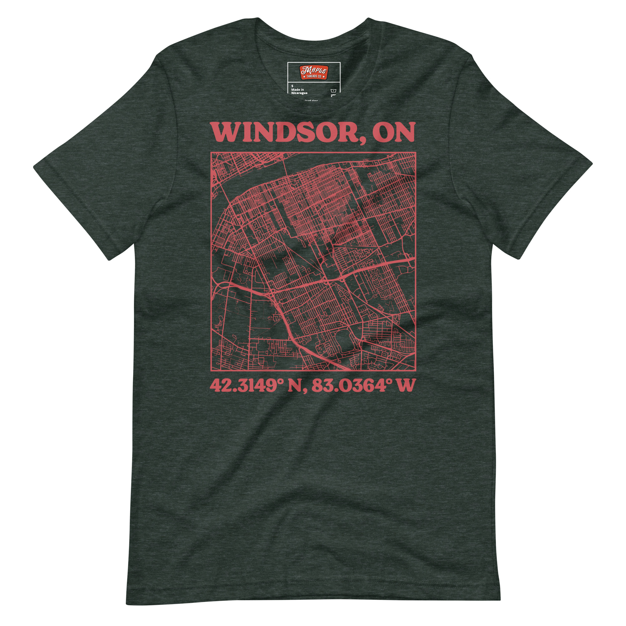Unisex Windsor, Ontario Map T-Shirt - Image 4