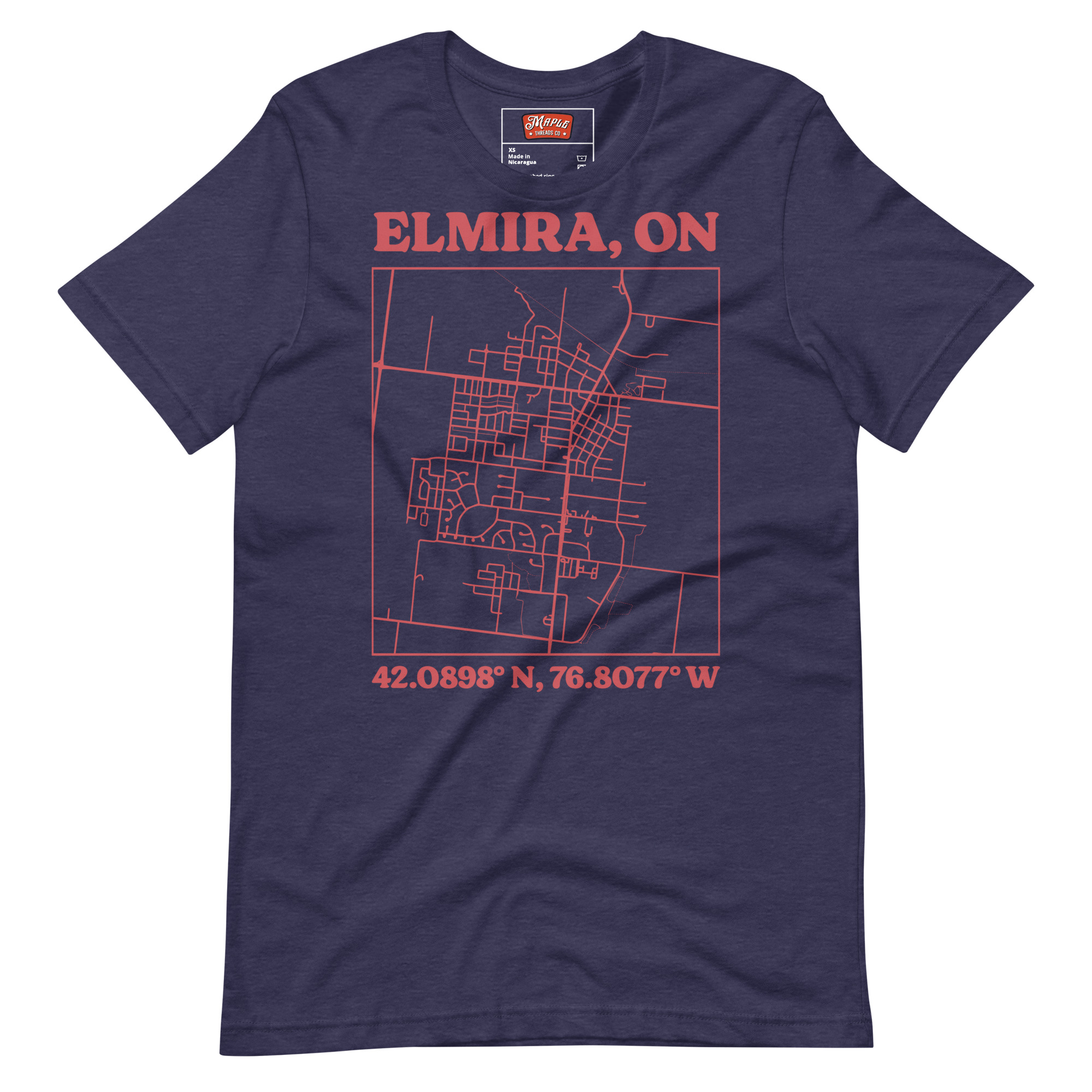 Unisex Elmira, Ontario Map T-Shirt - Image 3