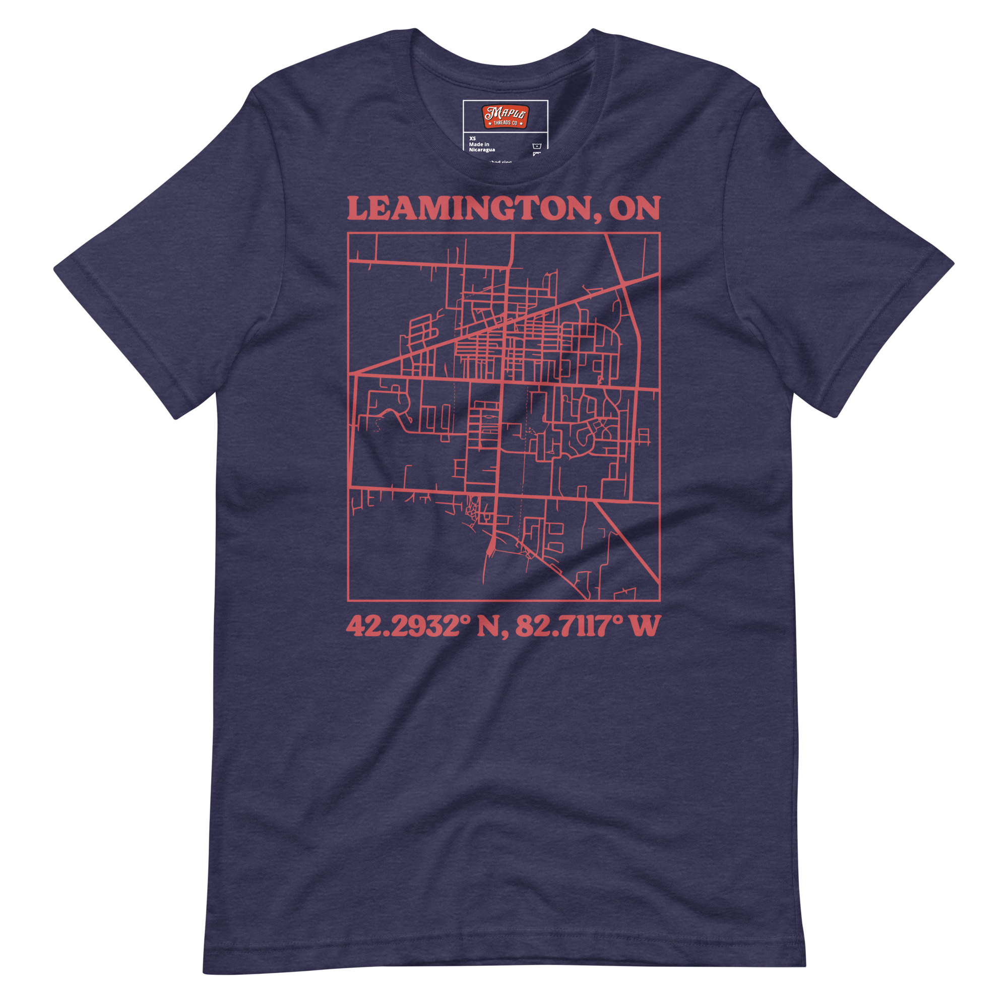 Unisex Leamington, Ontario Map T-Shirt - Image 3