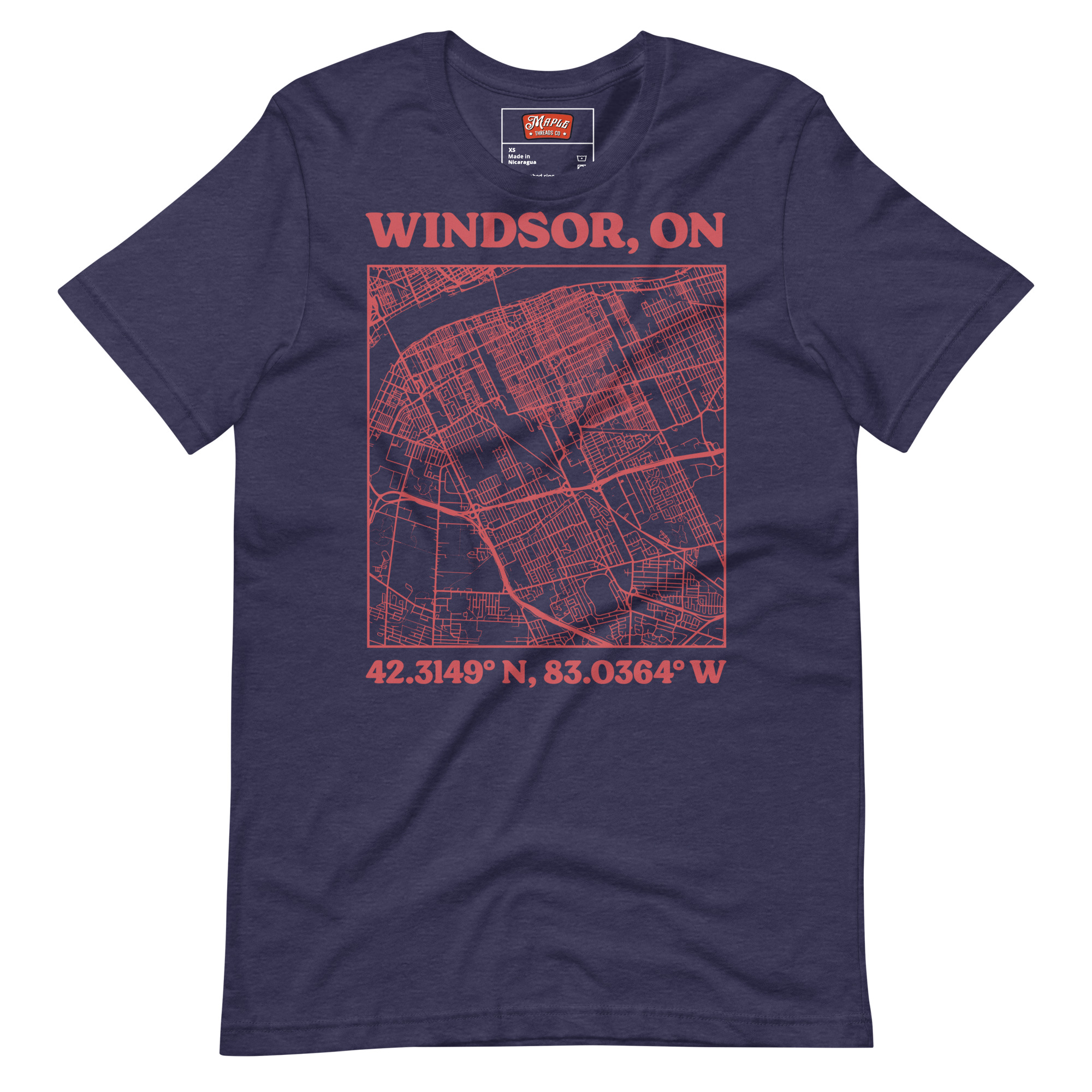 Unisex Windsor, Ontario Map T-Shirt - Image 3