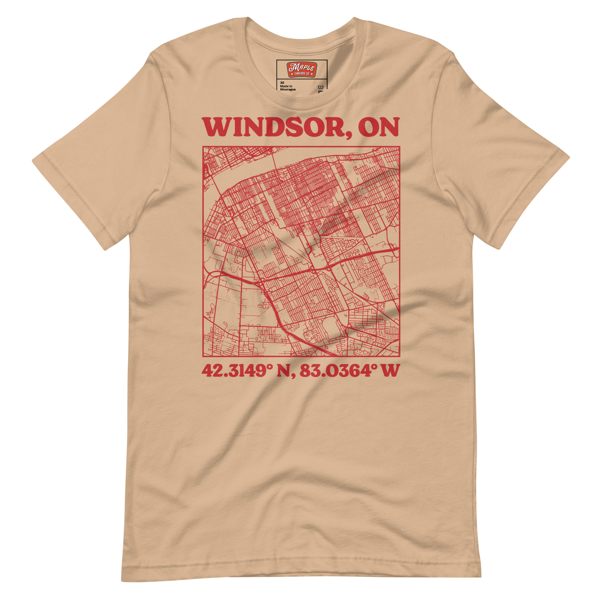 Unisex Windsor, Ontario Map T-Shirt - Image 8
