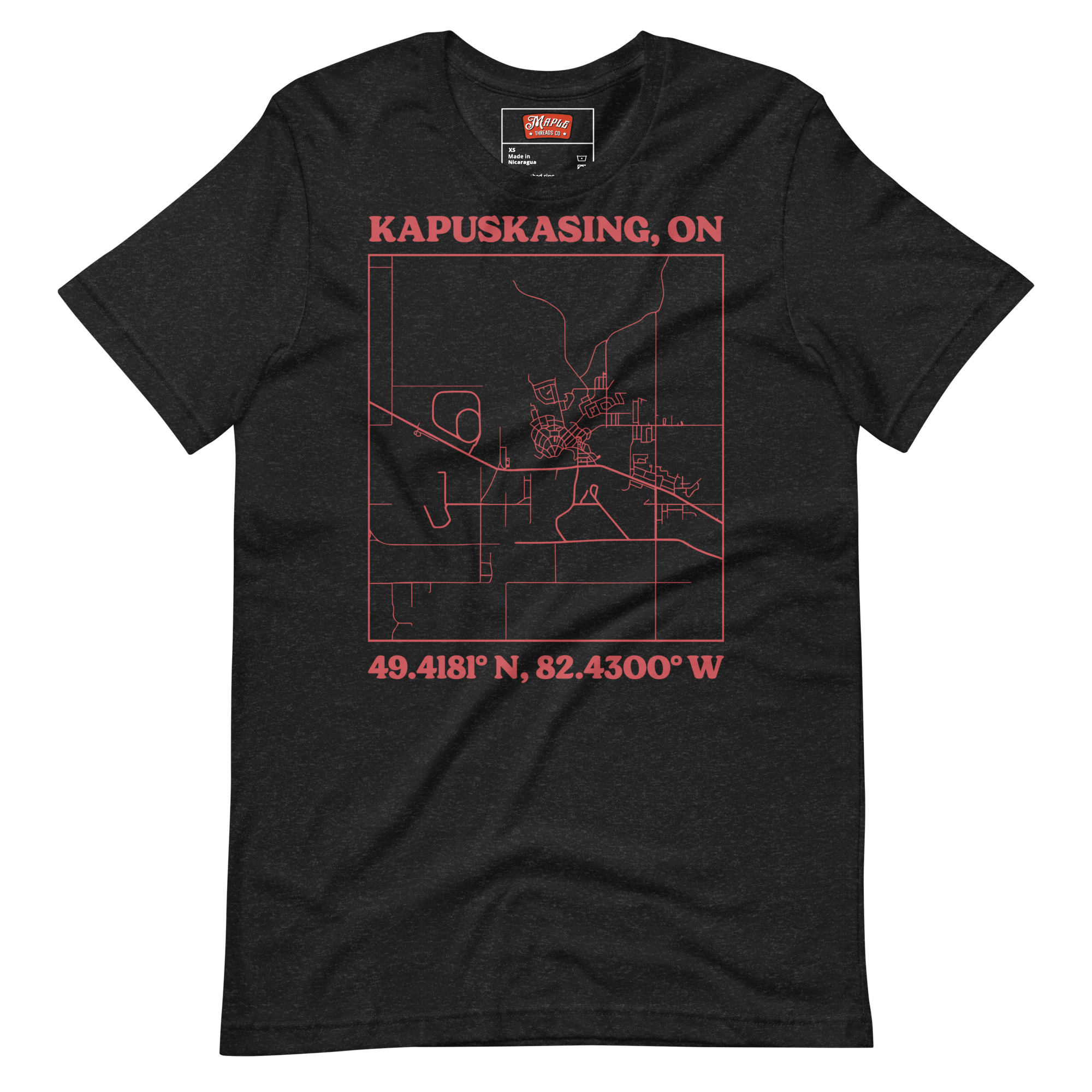 Unisex Kapuskasing, Ontario Map T-Shirt