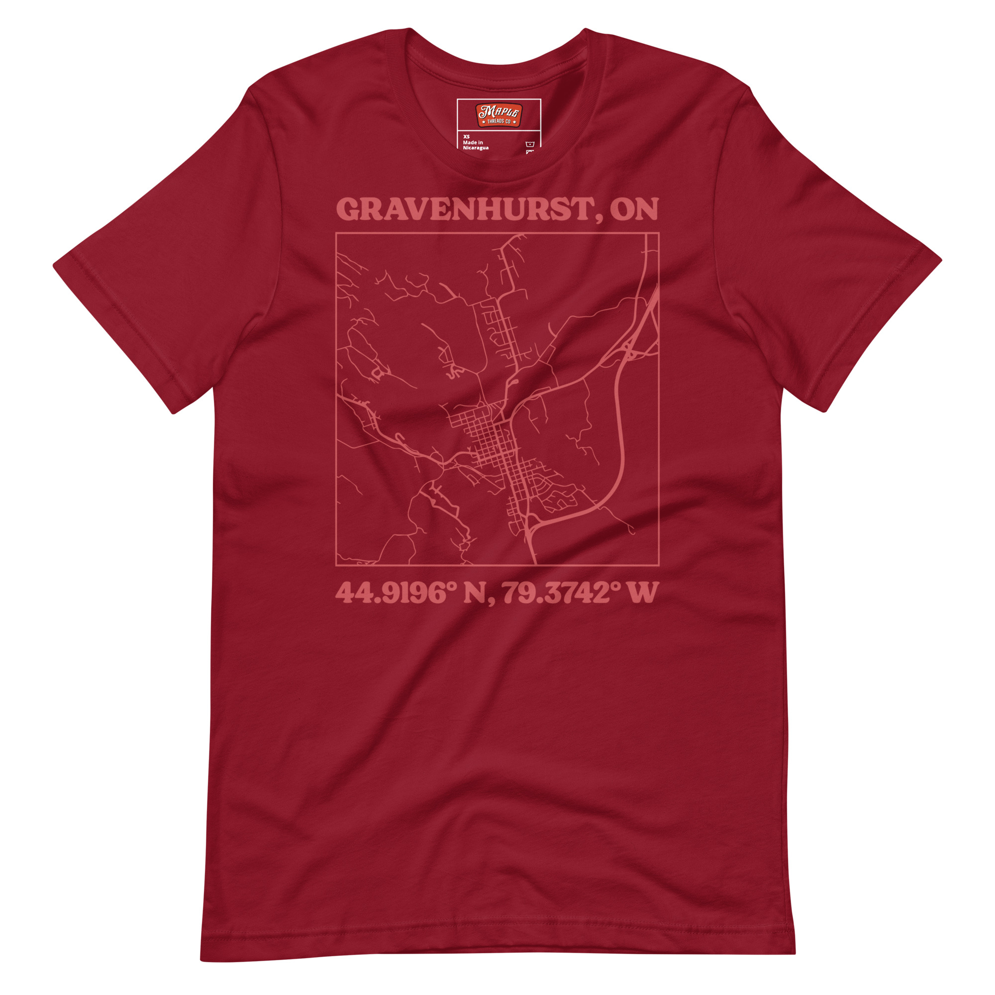 Unisex Gravenhurst, Ontario Map T-Shirt - Image 4