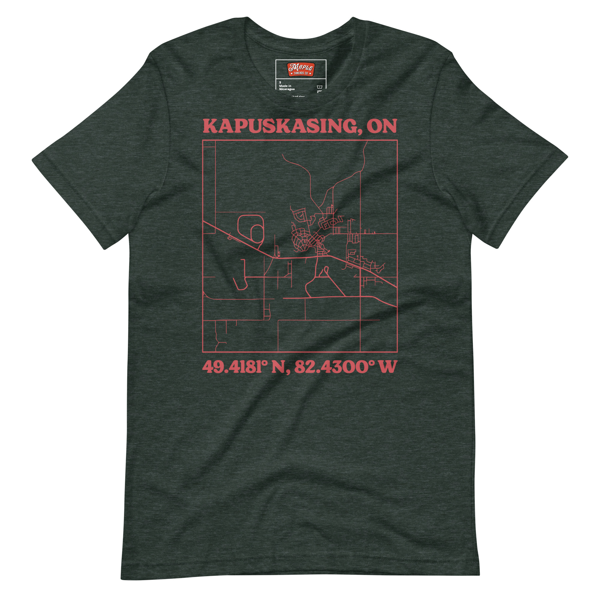 Unisex Kapuskasing, Ontario Map T-Shirt - Image 5