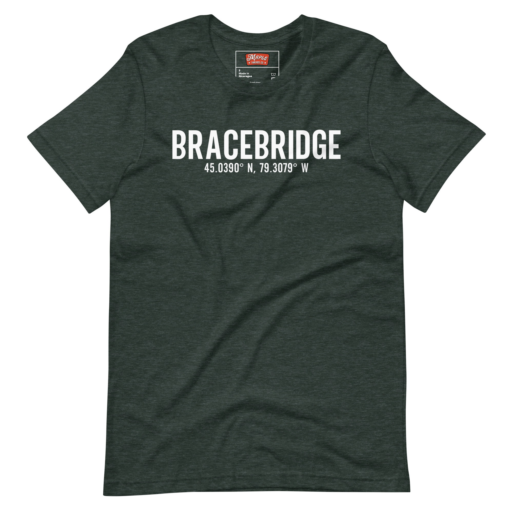 Unisex Bracebridge, Ontario Coordinates T-Shirt - Image 7