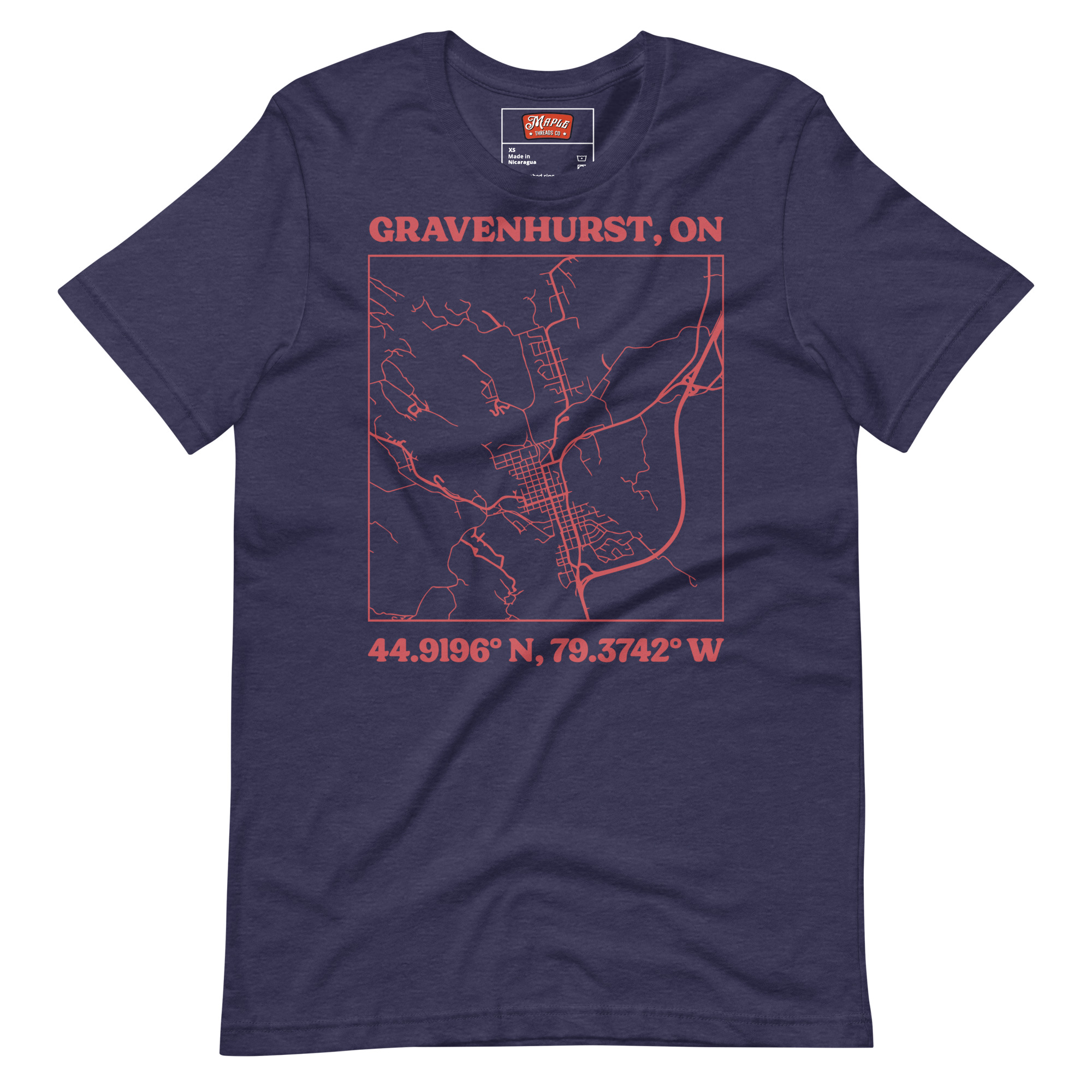 Unisex Gravenhurst, Ontario Map T-Shirt - Image 6