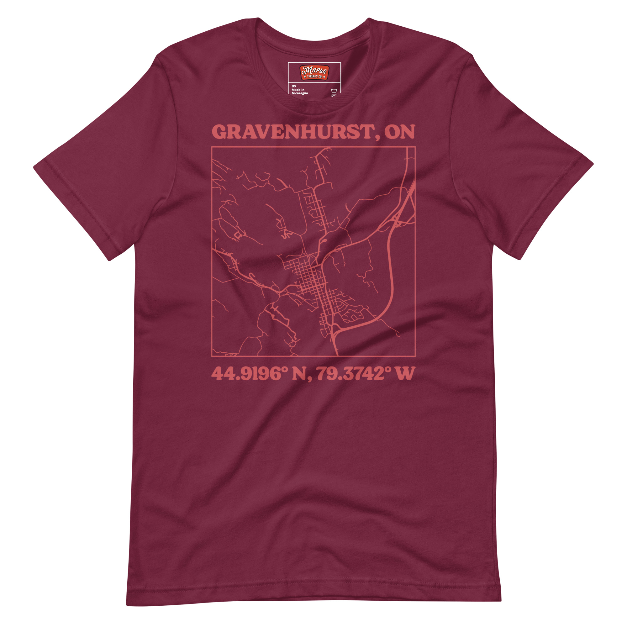 Unisex Gravenhurst, Ontario Map T-Shirt - Image 9
