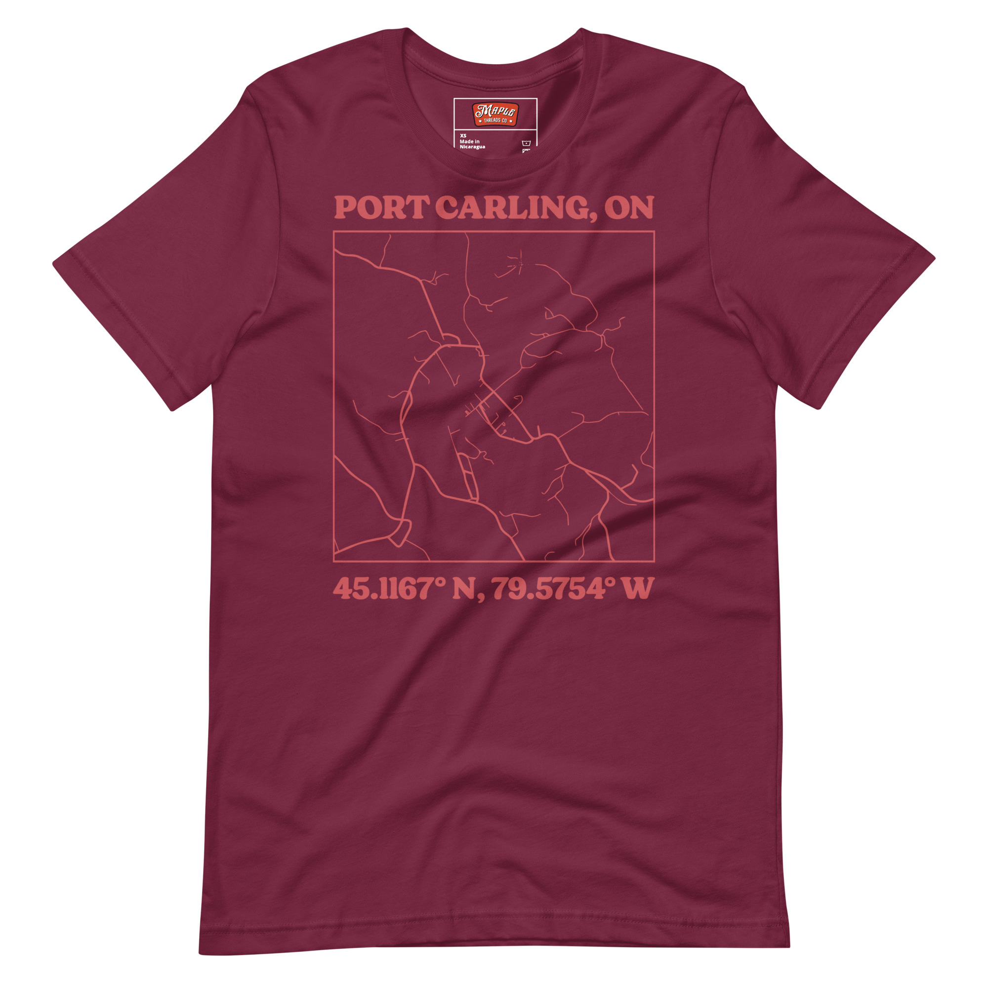 Unisex Port Carling, Ontario Map T-Shirt - Image 9