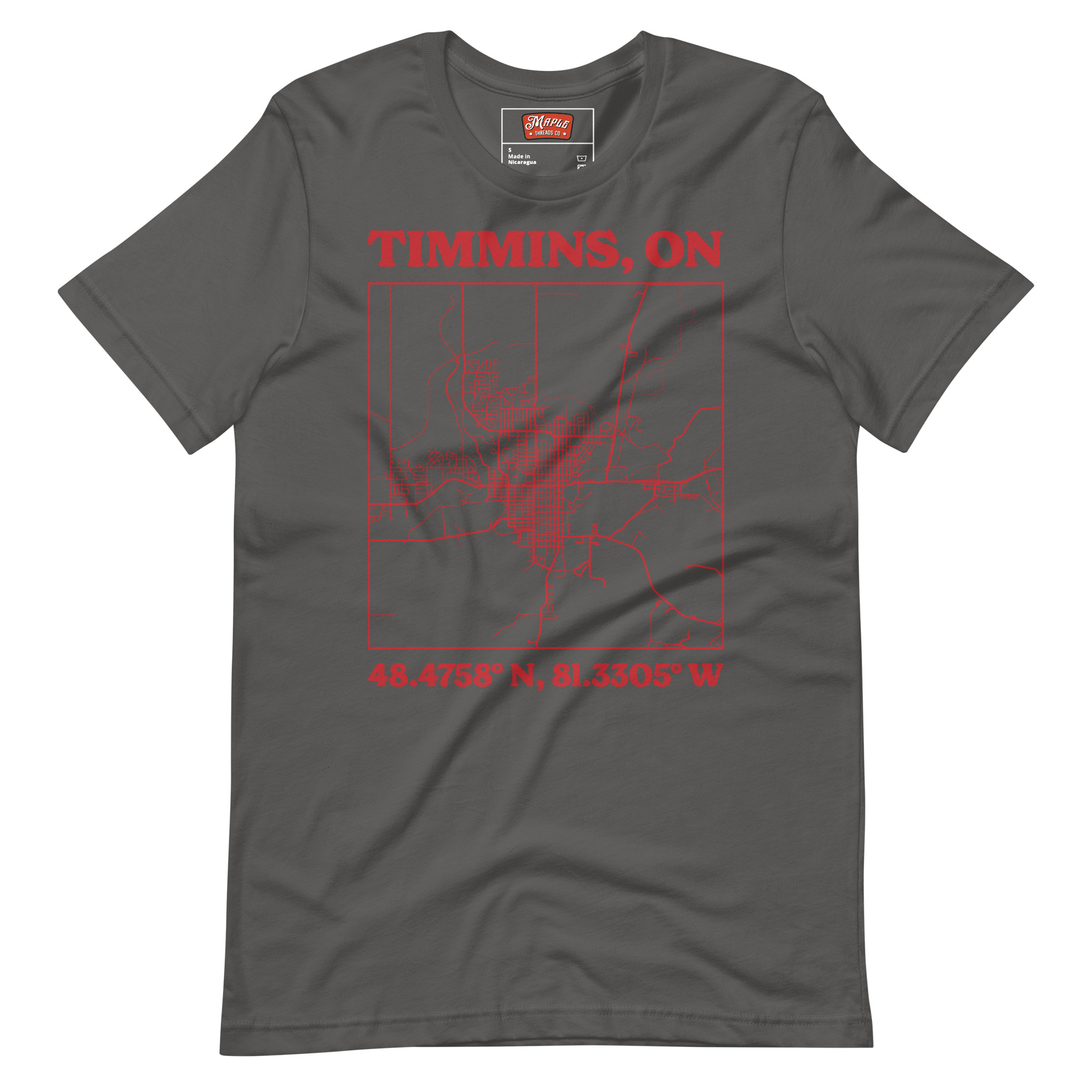 Unisex Timmins, Ontario Map T-Shirt - Image 13