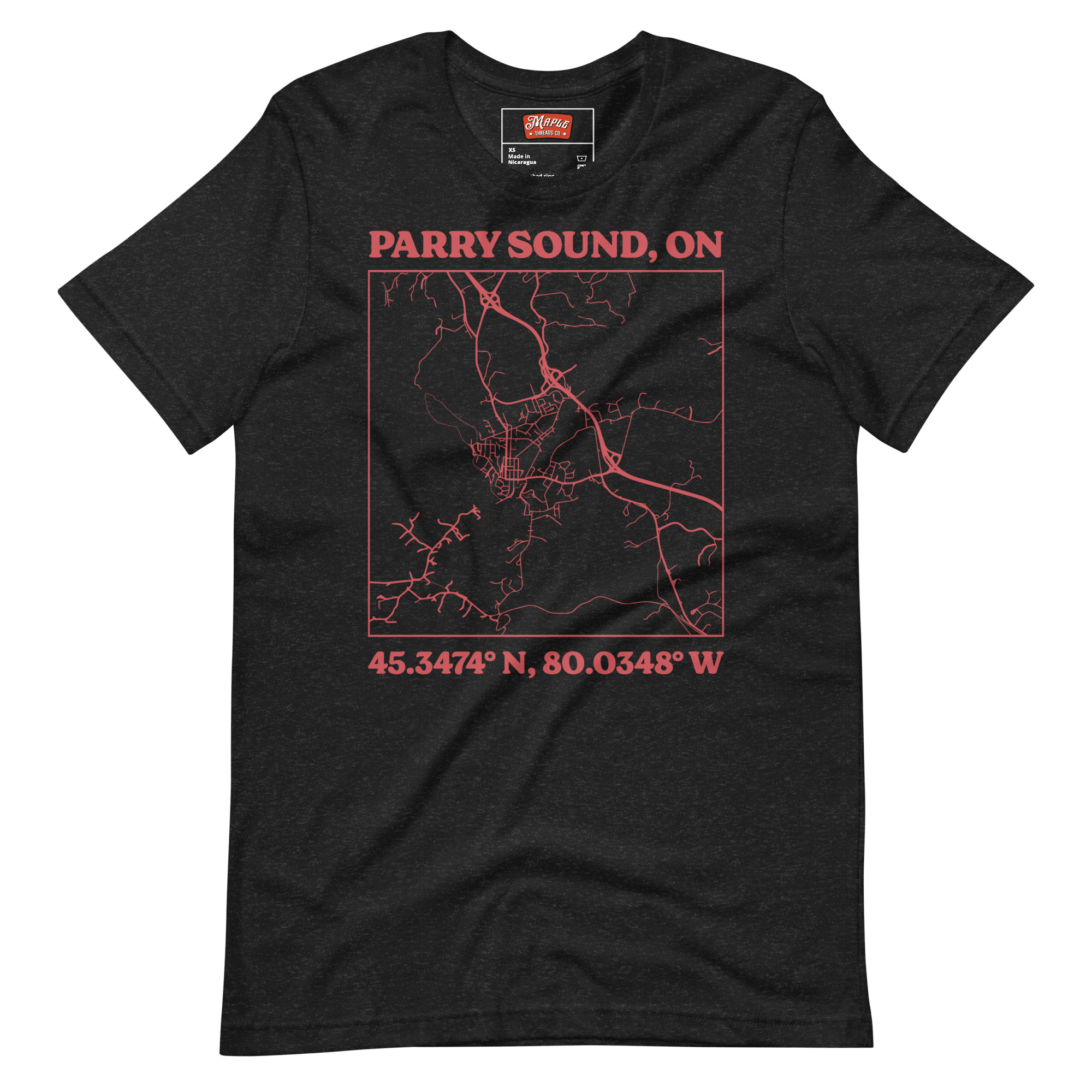 Unisex Parry Sound, Ontario Map T-Shirt - Image 2