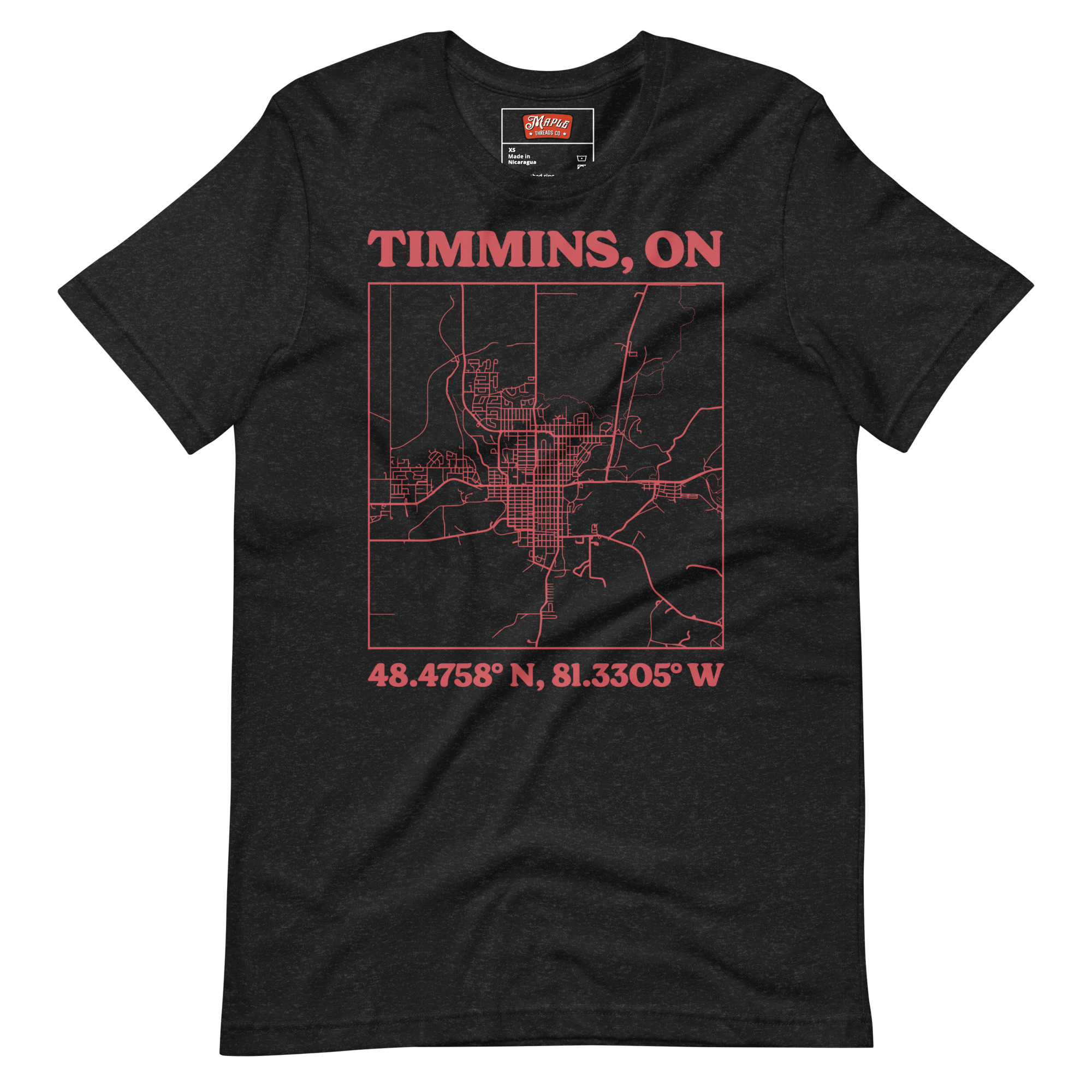 Unisex Timmins, Ontario Map T-Shirt