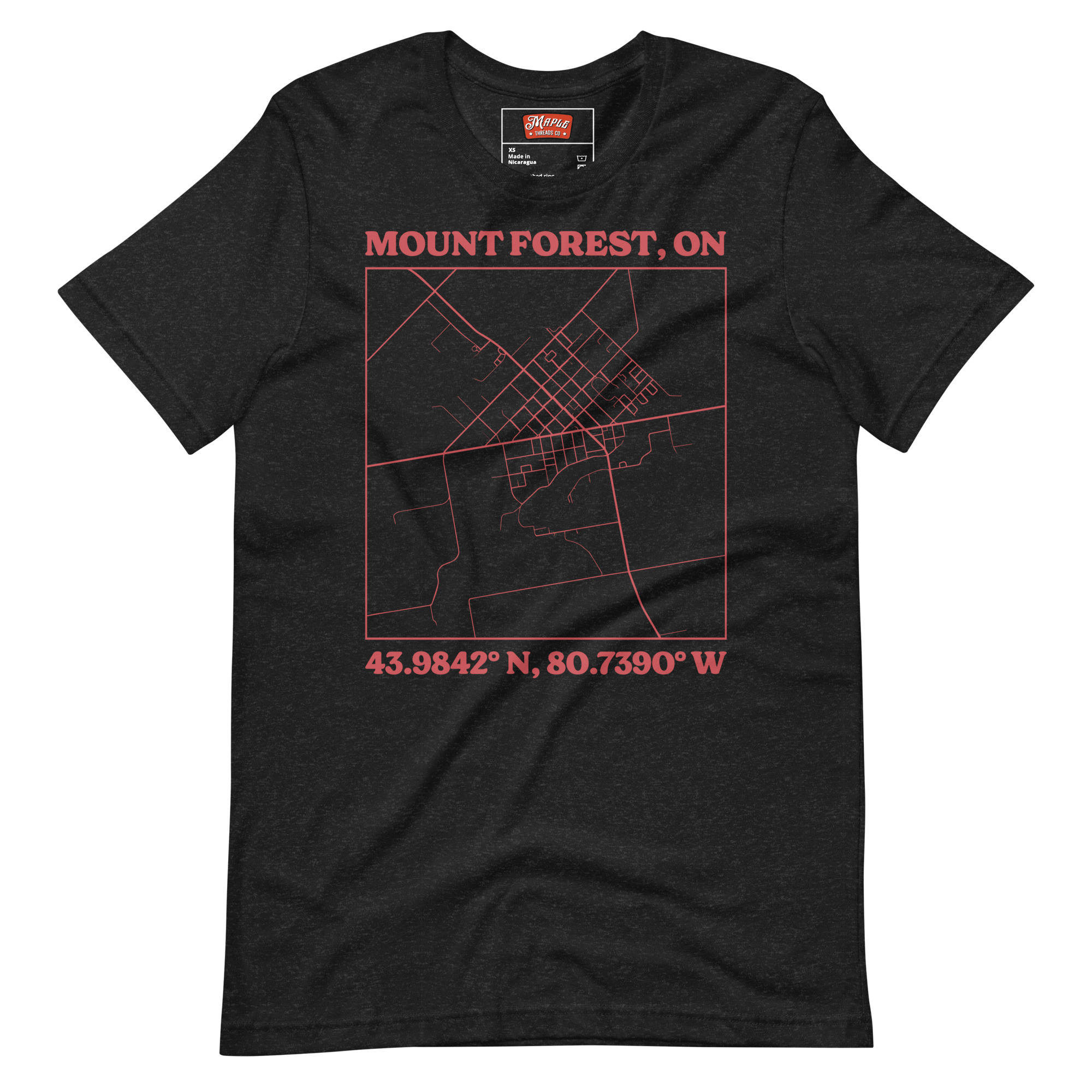 Unisex Mount Forest, Ontario Map T-Shirt