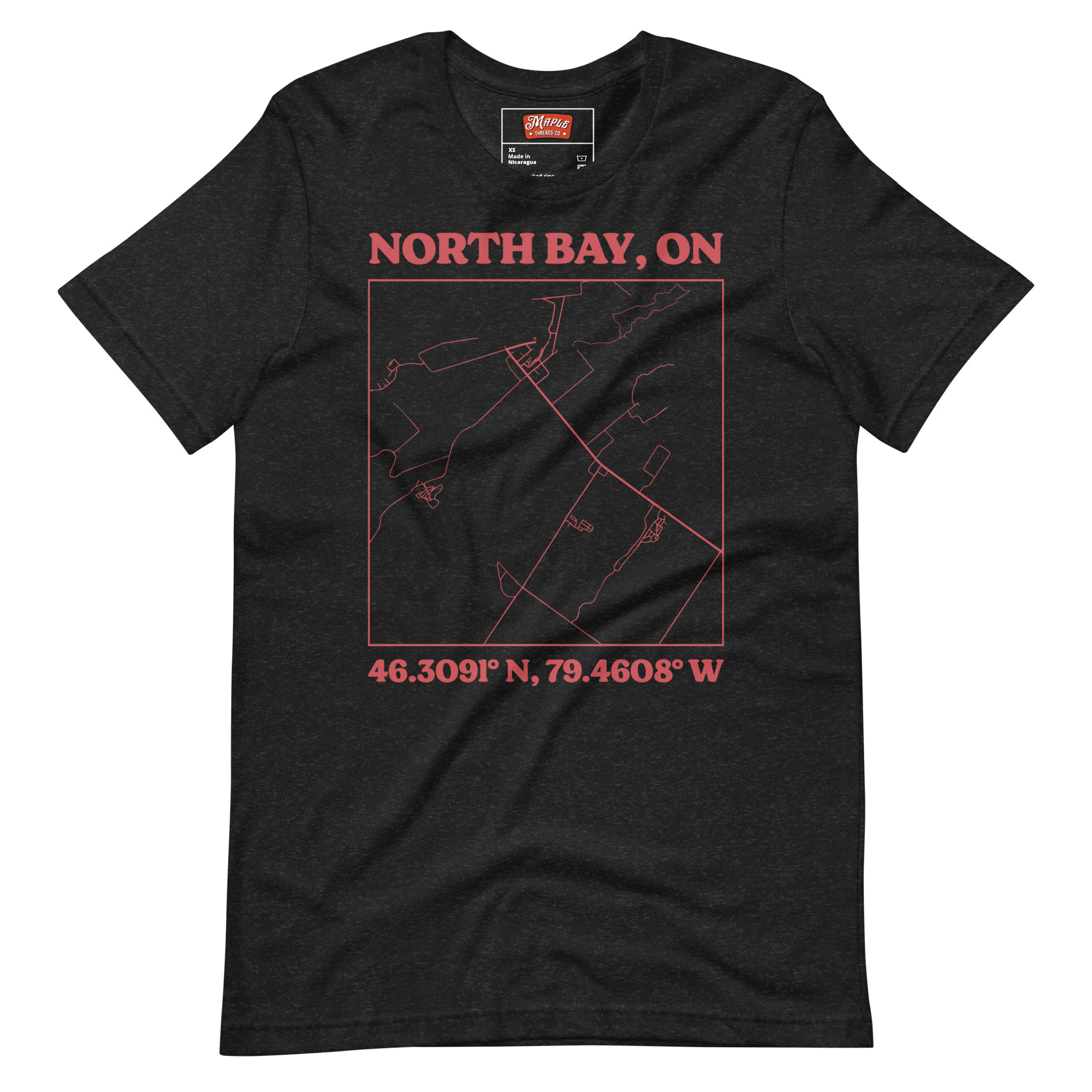 Unisex North Bay, Ontario Map T-Shirt