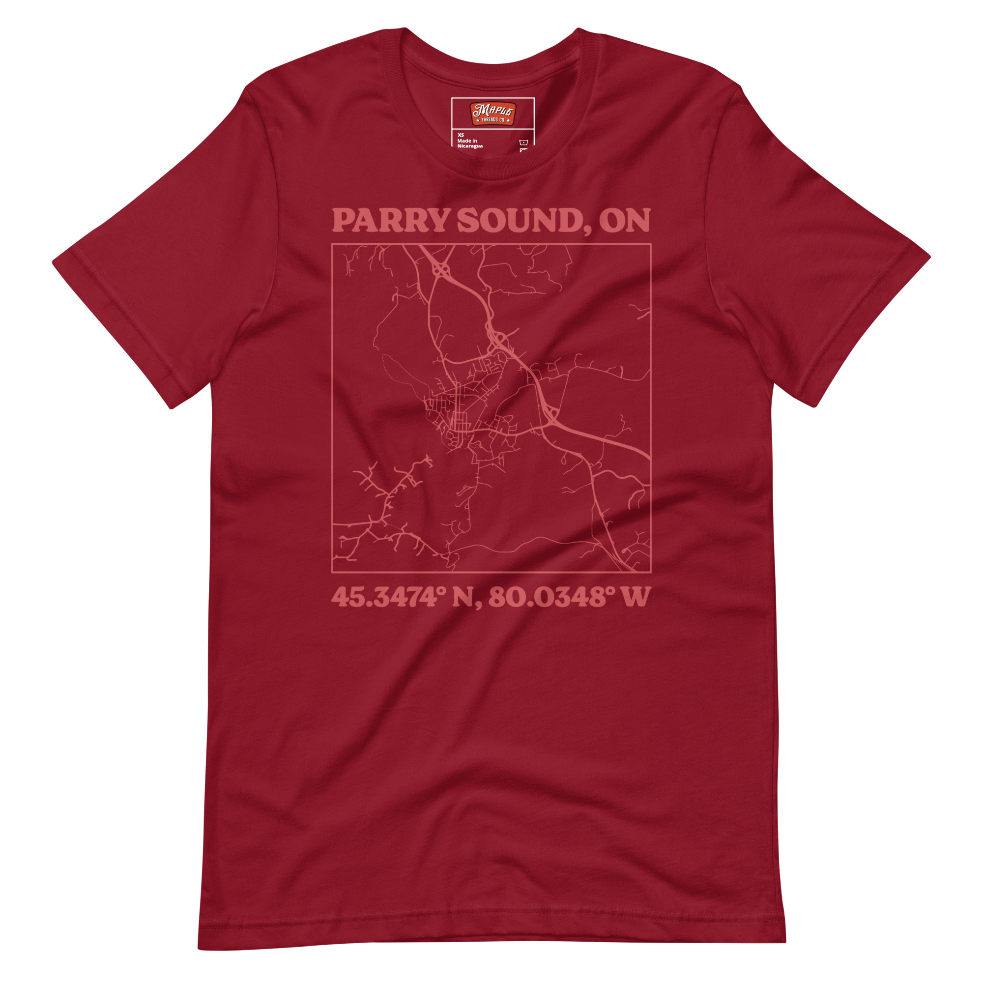 Unisex Parry Sound, Ontario Map T-Shirt - Image 4