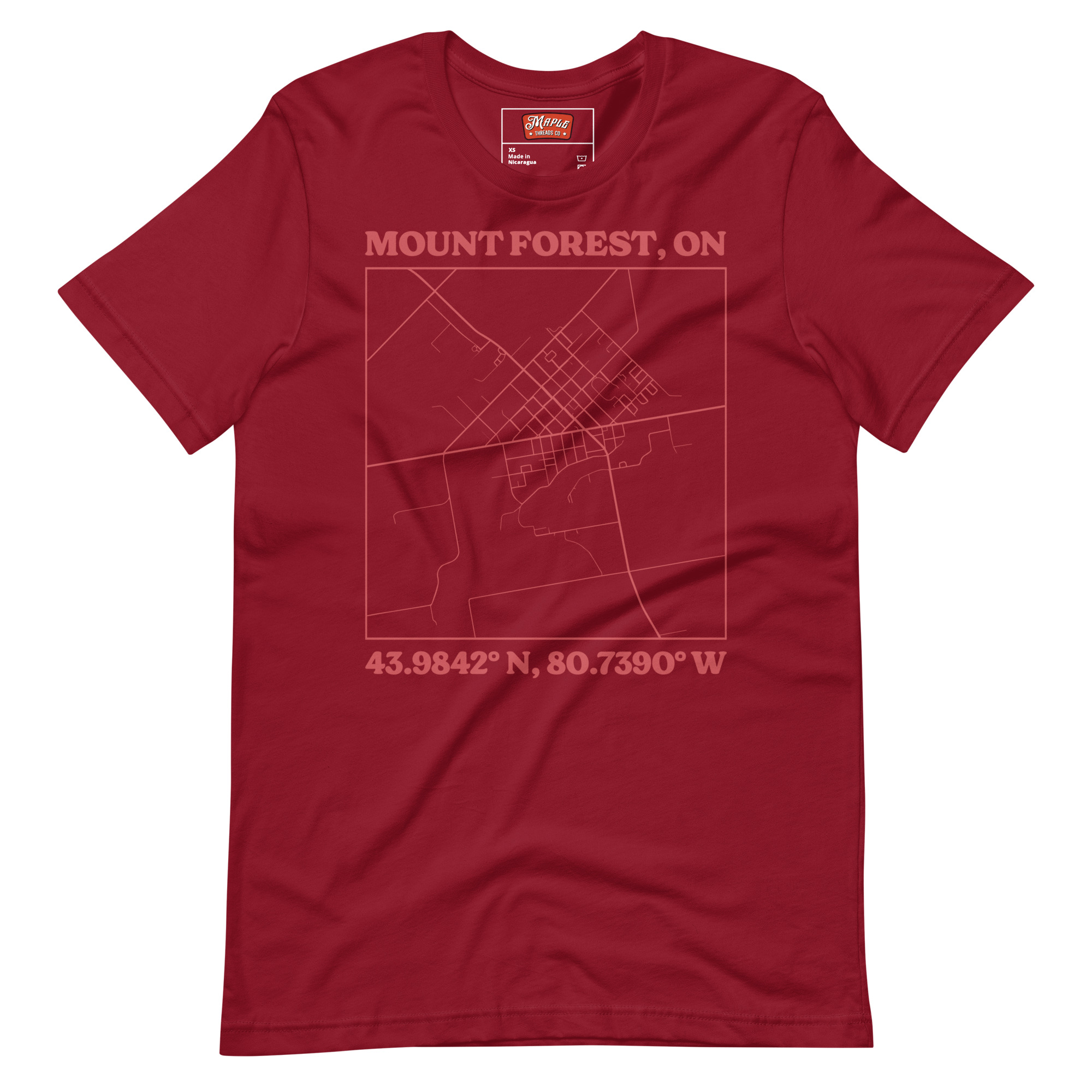 Unisex Mount Forest, Ontario Map T-Shirt - Image 3