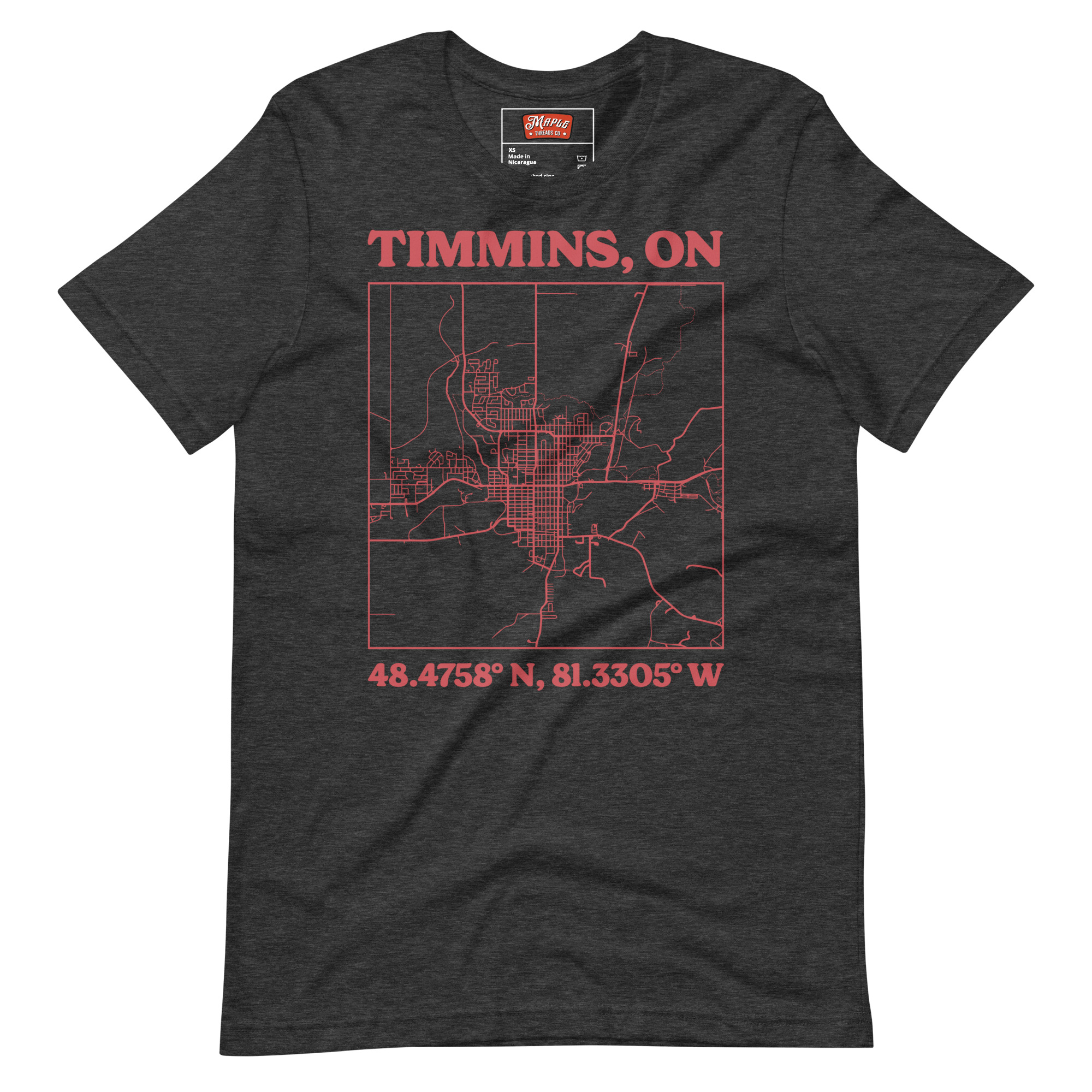 Unisex Timmins, Ontario Map T-Shirt - Image 11