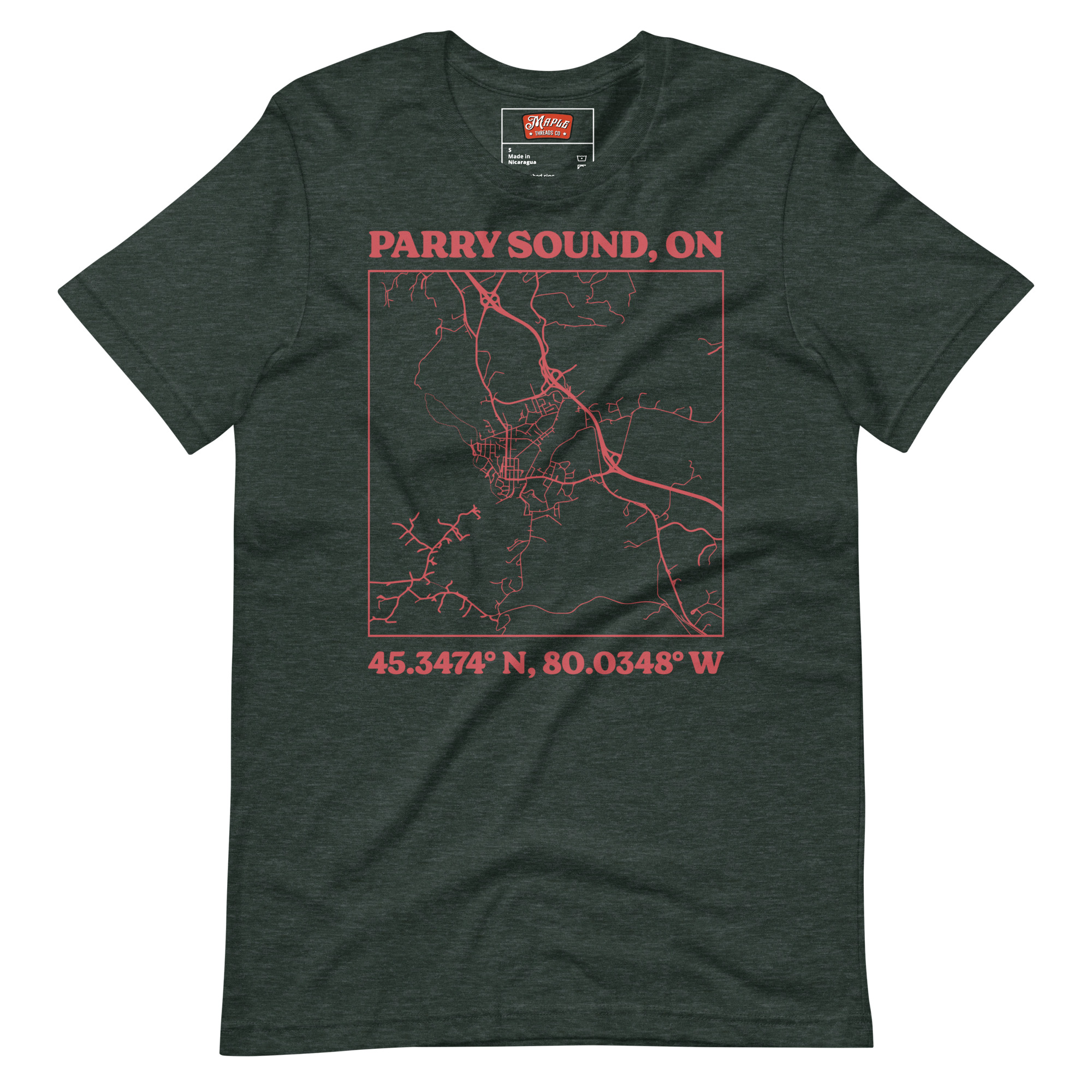 Unisex Parry Sound, Ontario Map T-Shirt - Image 8
