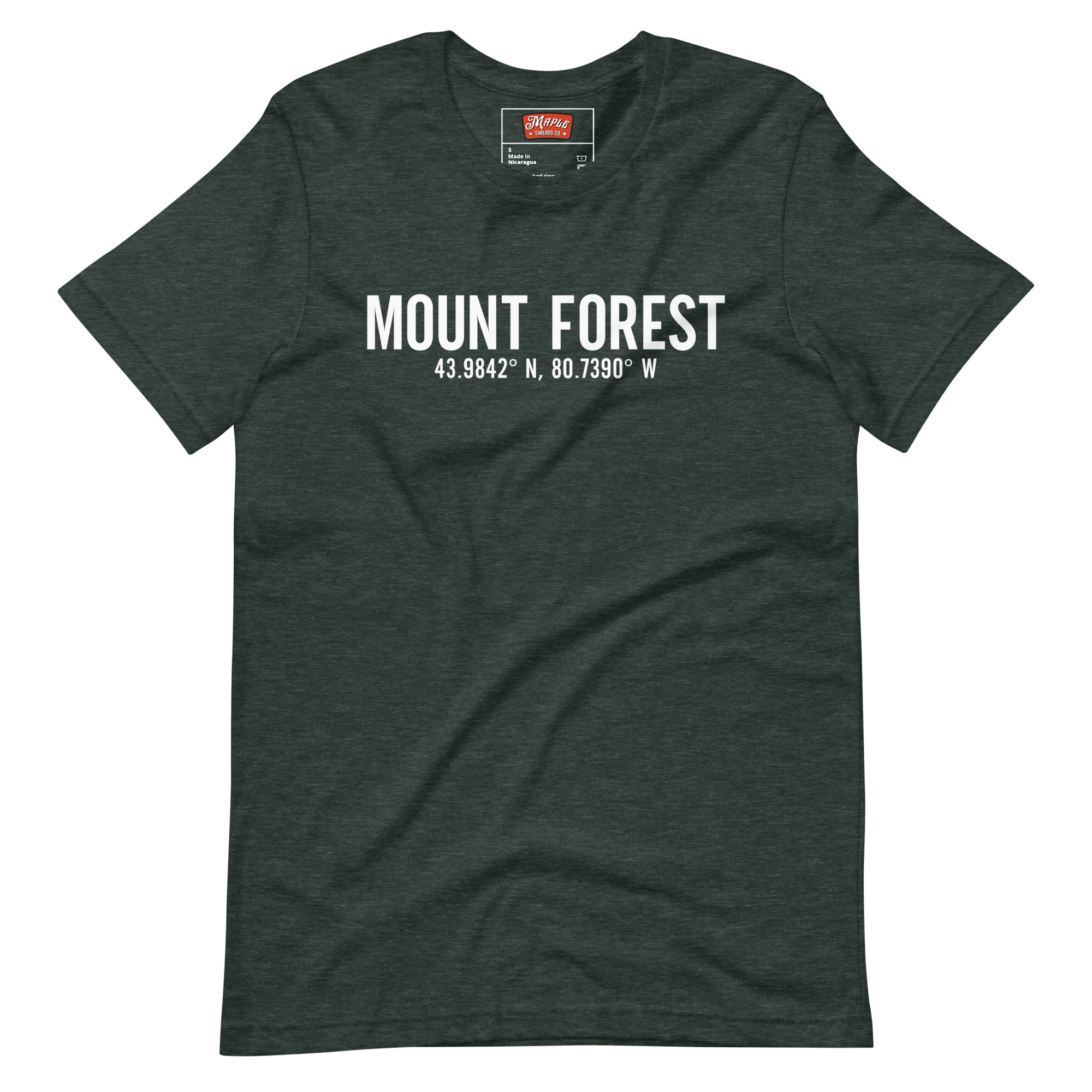 Unisex Mount Forest, Ontario Coordinates T-Shirt - Image 7