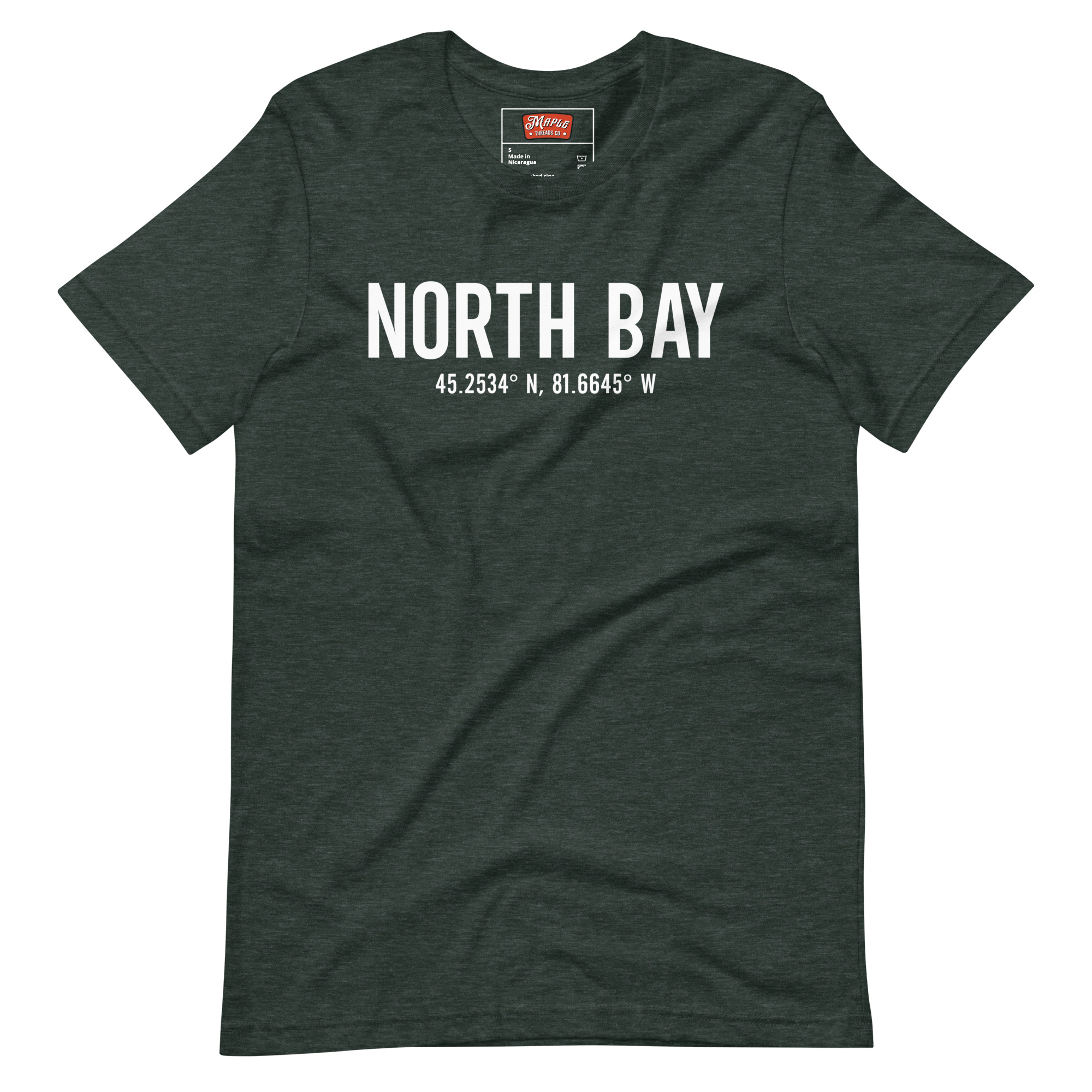 Unisex North Bay, Ontario Coordinates T-Shirt - Image 7