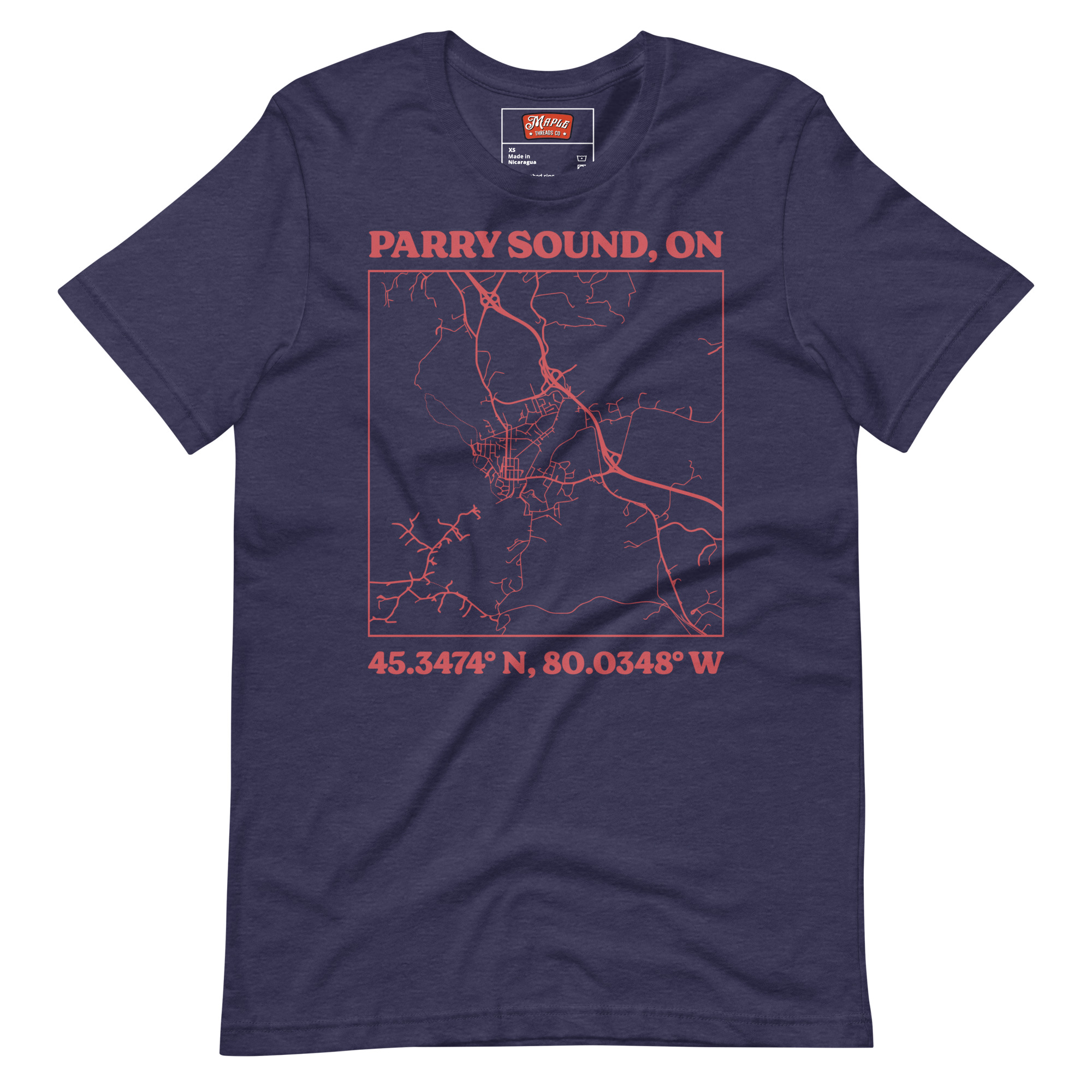Unisex Parry Sound, Ontario Map T-Shirt - Image 6