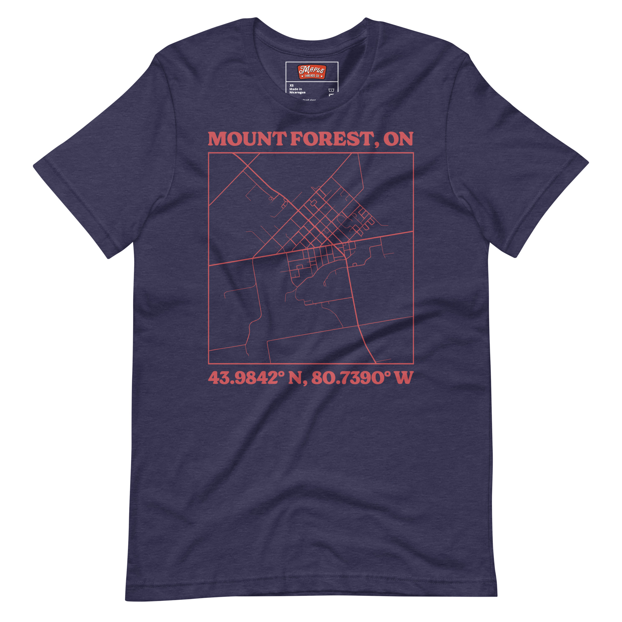Unisex Mount Forest, Ontario Map T-Shirt - Image 5