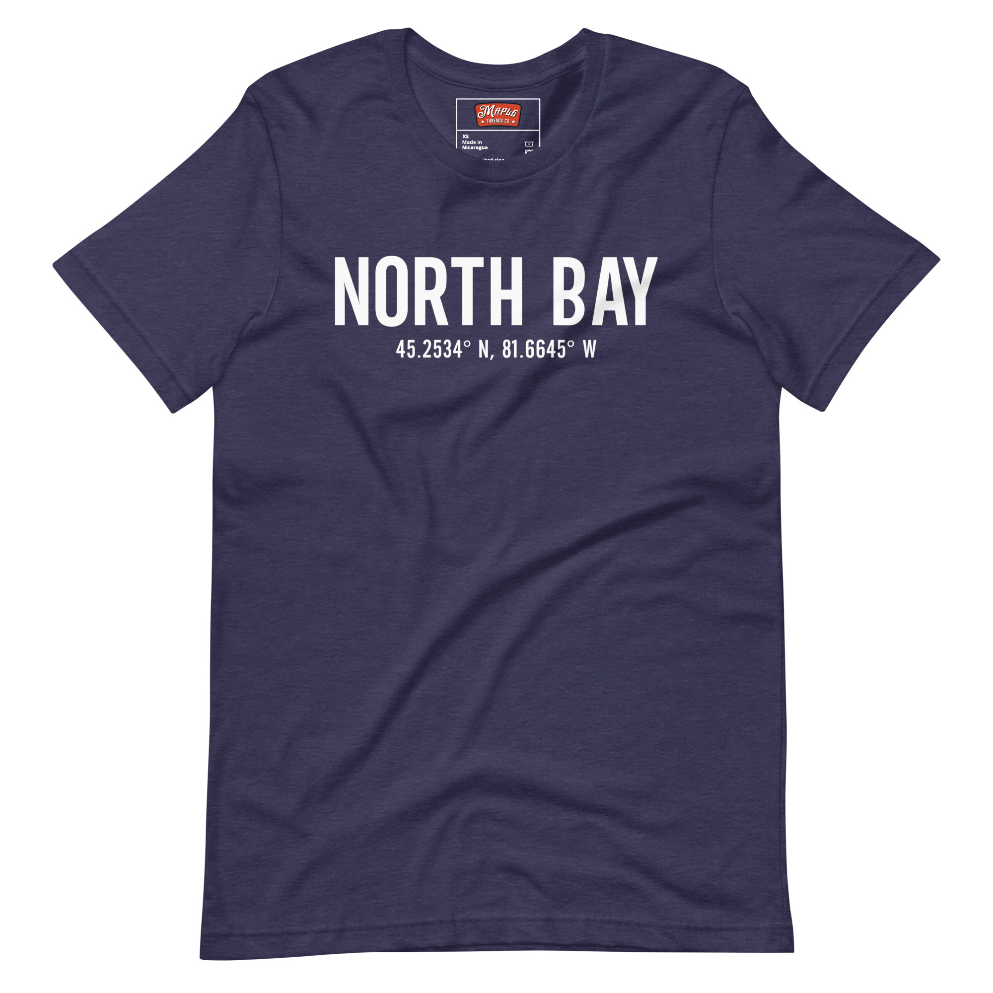 Unisex North Bay, Ontario Coordinates T-Shirt - Image 5